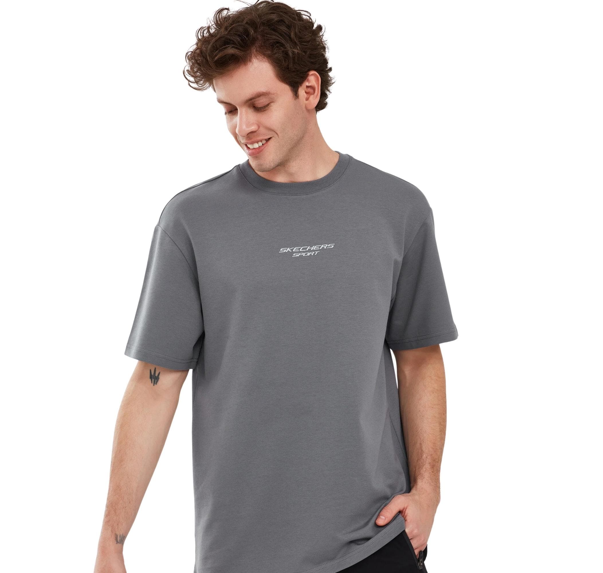 Skechers Skechers Graphic M Short Sleeve Erkek T-Shirt Gri - 3