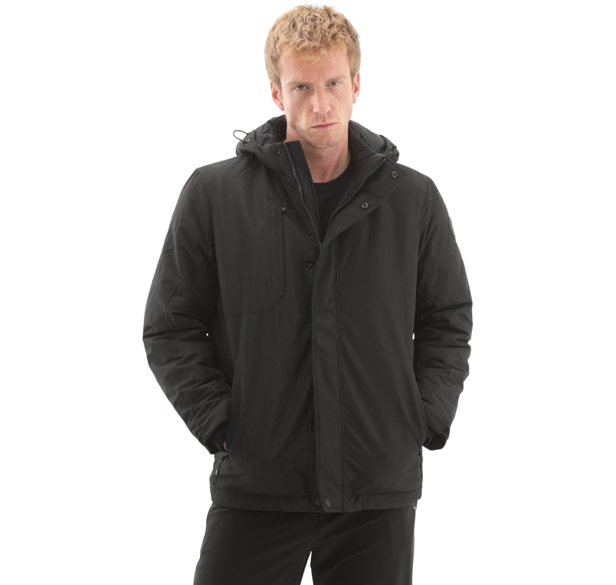 Skechers Skechers M Coated Jacket Erkek Mont Siyah