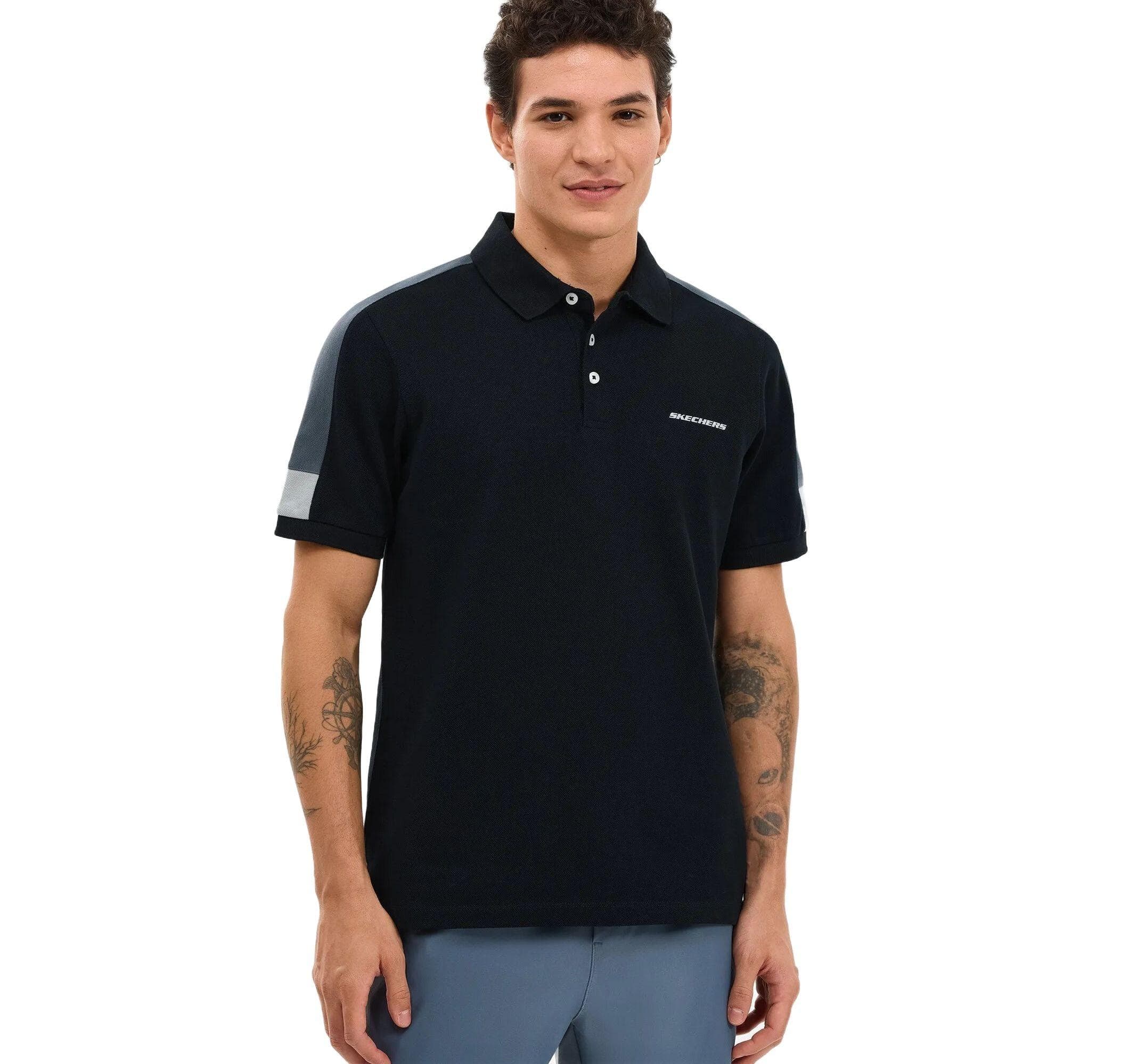 Skechers Skechers M Color Block Detail Polo Erkek T-Shirt Beyaz