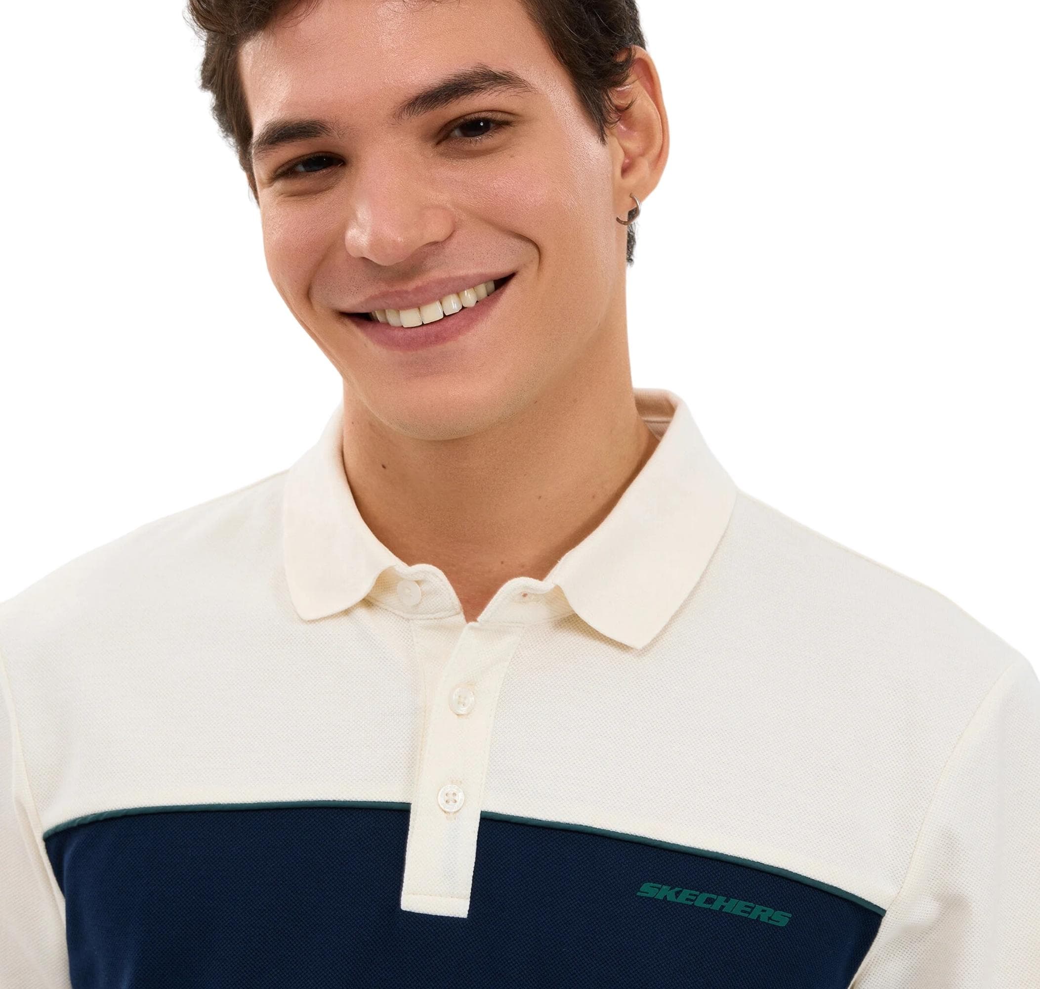 Skechers Skechers M Colourblock Polo Erkek T-Shirt Beyaz - 4