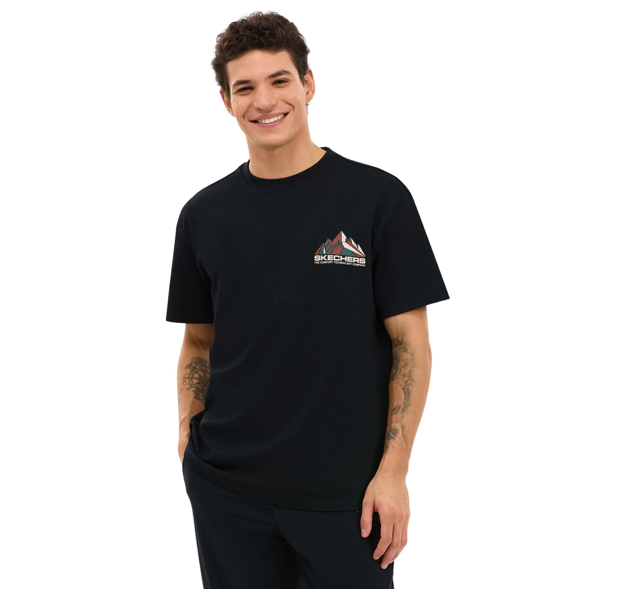 Skechers Skechers M Graphic Tee Erkek T-Shirt Siyah