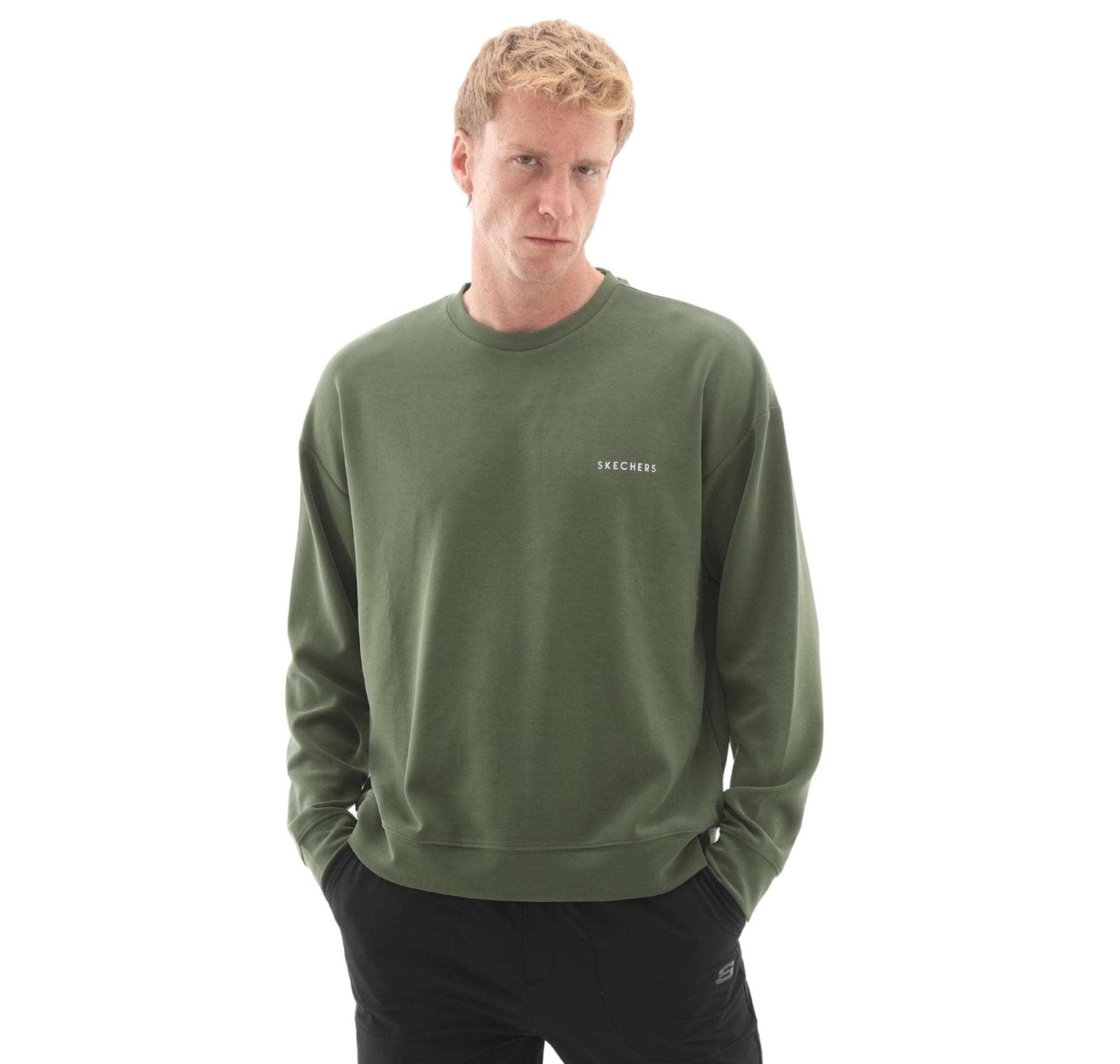 Skechers Skechers M Loose Crewneck Erkek Sweatshirt Yeşil - 3