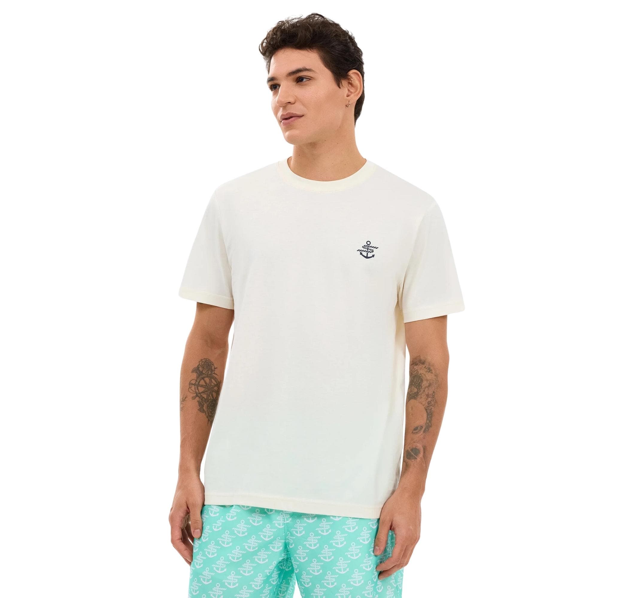 Skechers Skechers M Regular Erkek T-Shirt Beyaz