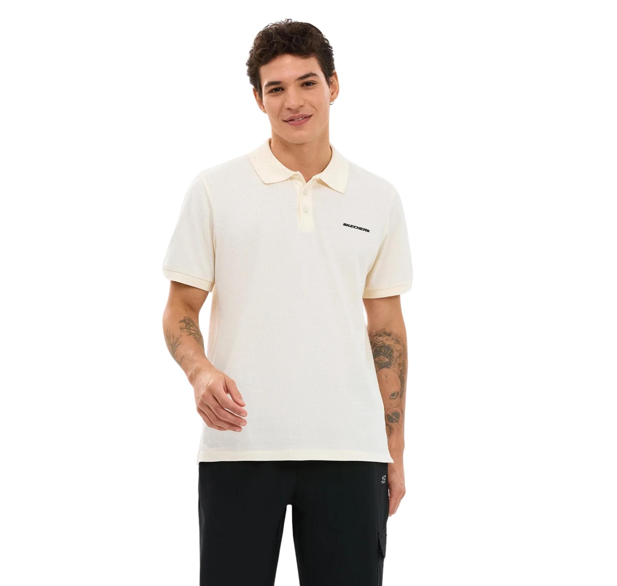 Skechers Skechers M Short Sleeve Polo Erkek T-Shirt Beyaz - 2