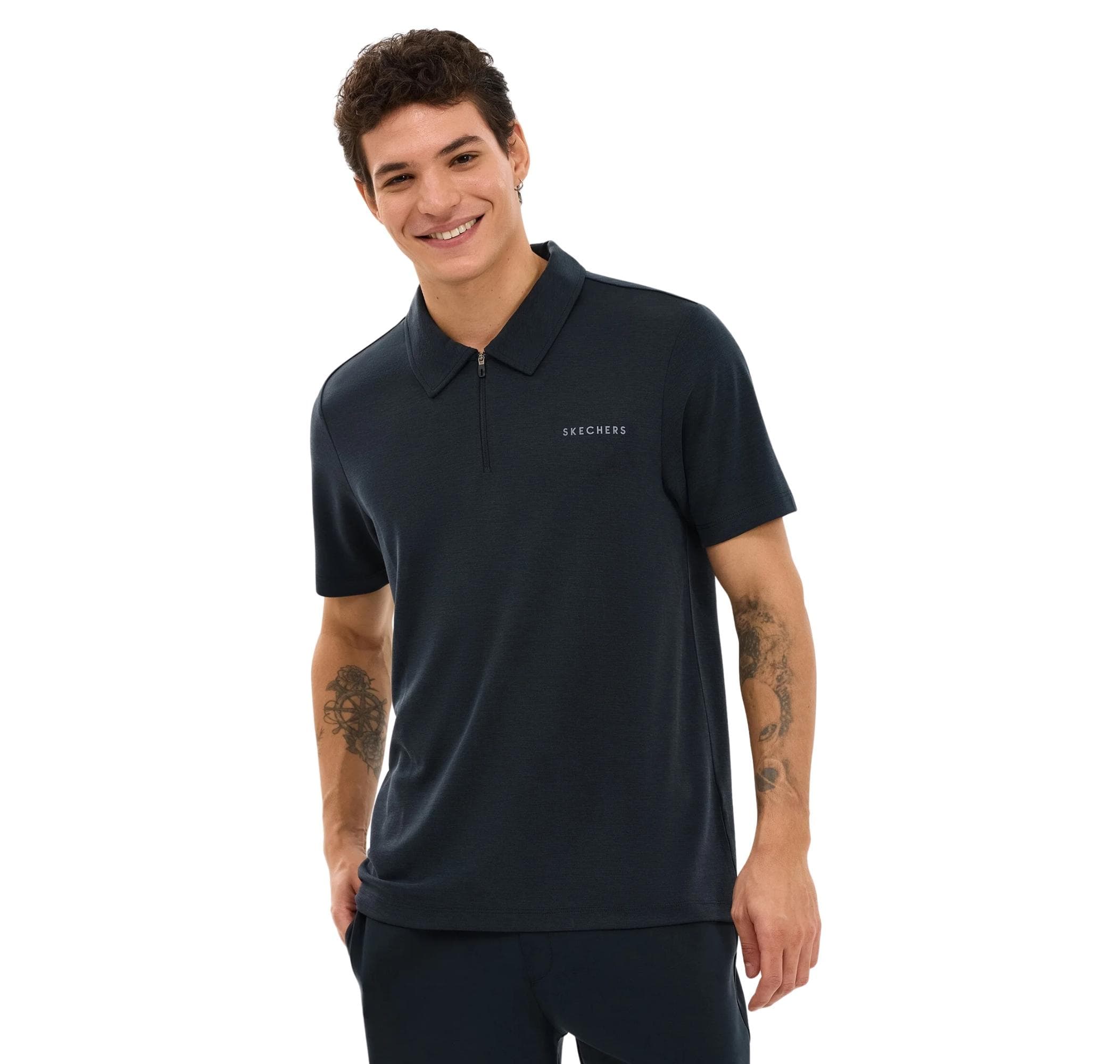 Skechers Skechers M Soft Touch Pique Polo Erkek T-Shirt Siyah