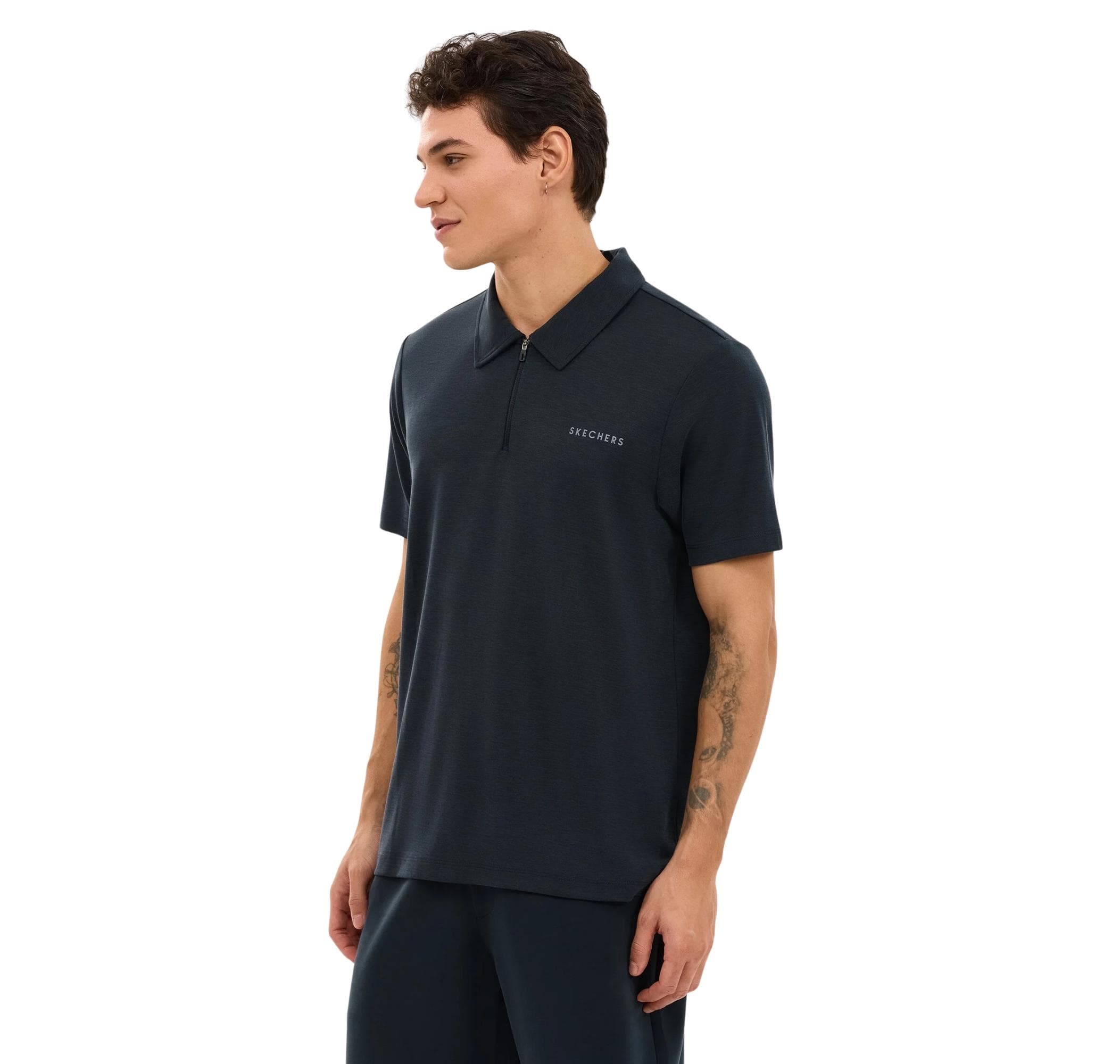 Skechers Skechers M Soft Touch Pique Polo Erkek T-Shirt Siyah - 2