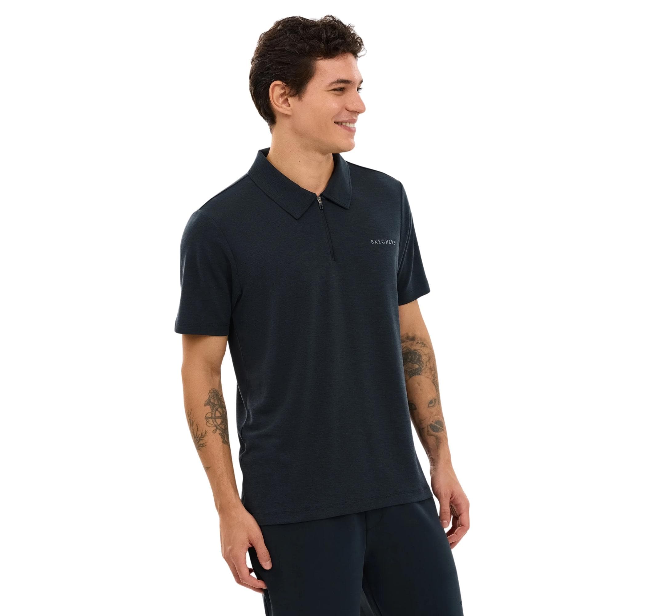 Skechers Skechers M Soft Touch Pique Polo Erkek T-Shirt Siyah - 3