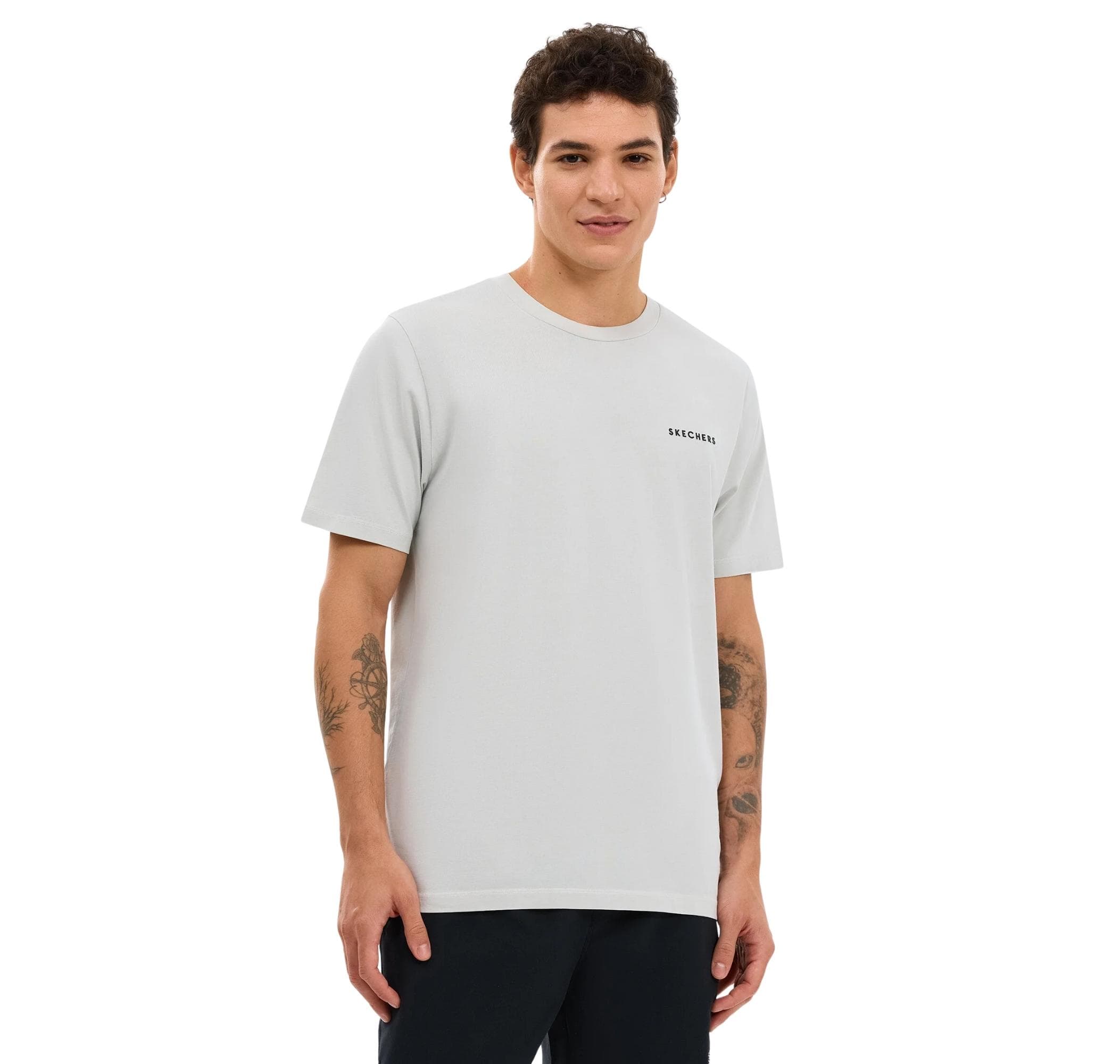 Skechers Skechers Organic Coll. M Short Sleeve Erkek T-Shirt Beyaz