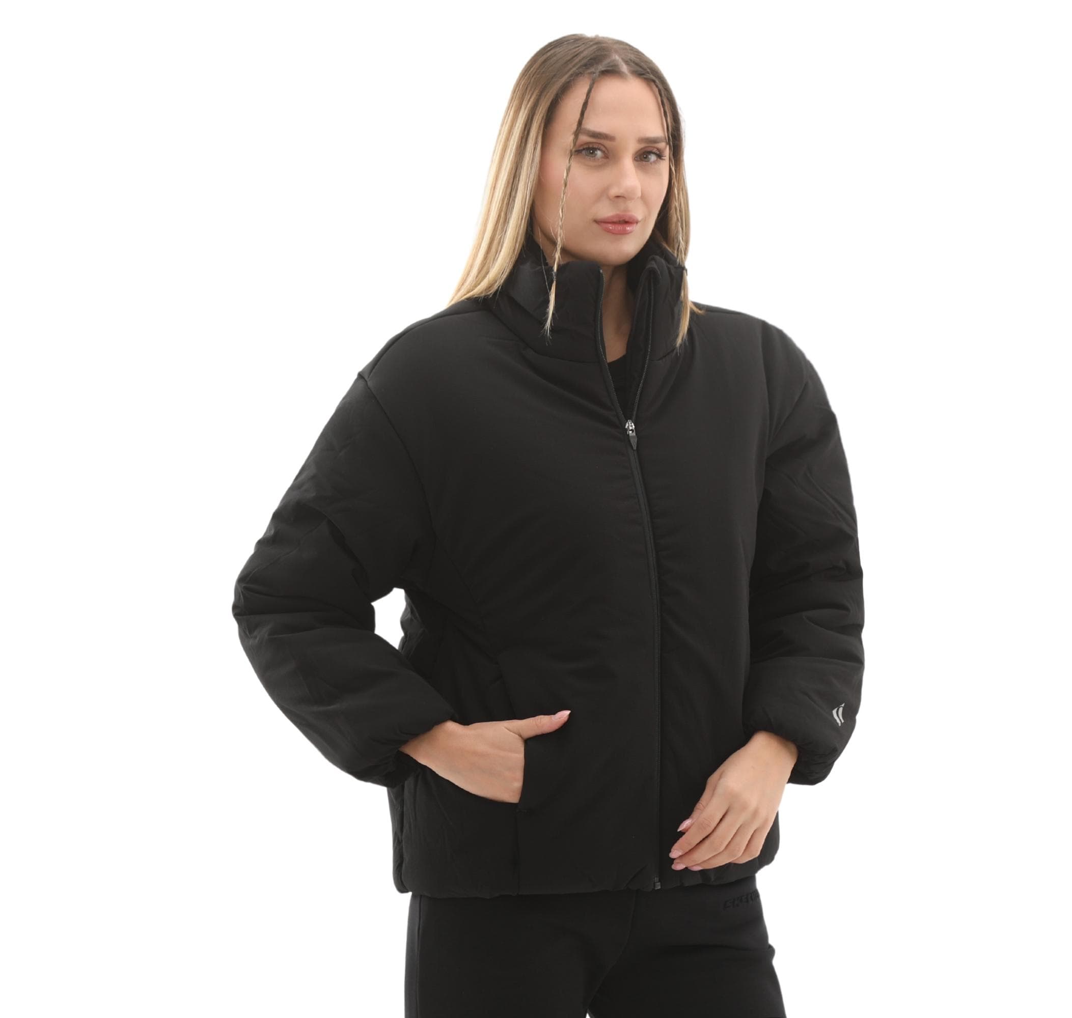 Skechers Skechers W Crop Puffer Jacket Kadın Mont Siyah - 3