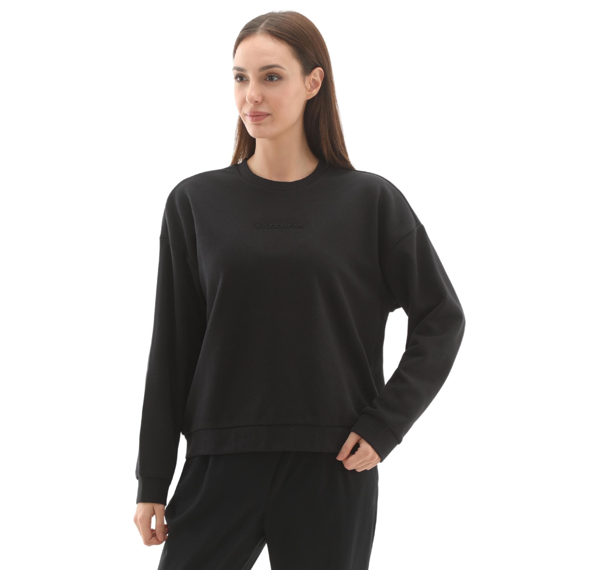 Skechers Skechers W Essential Crewneck Kadın Sweatshirt Siyah