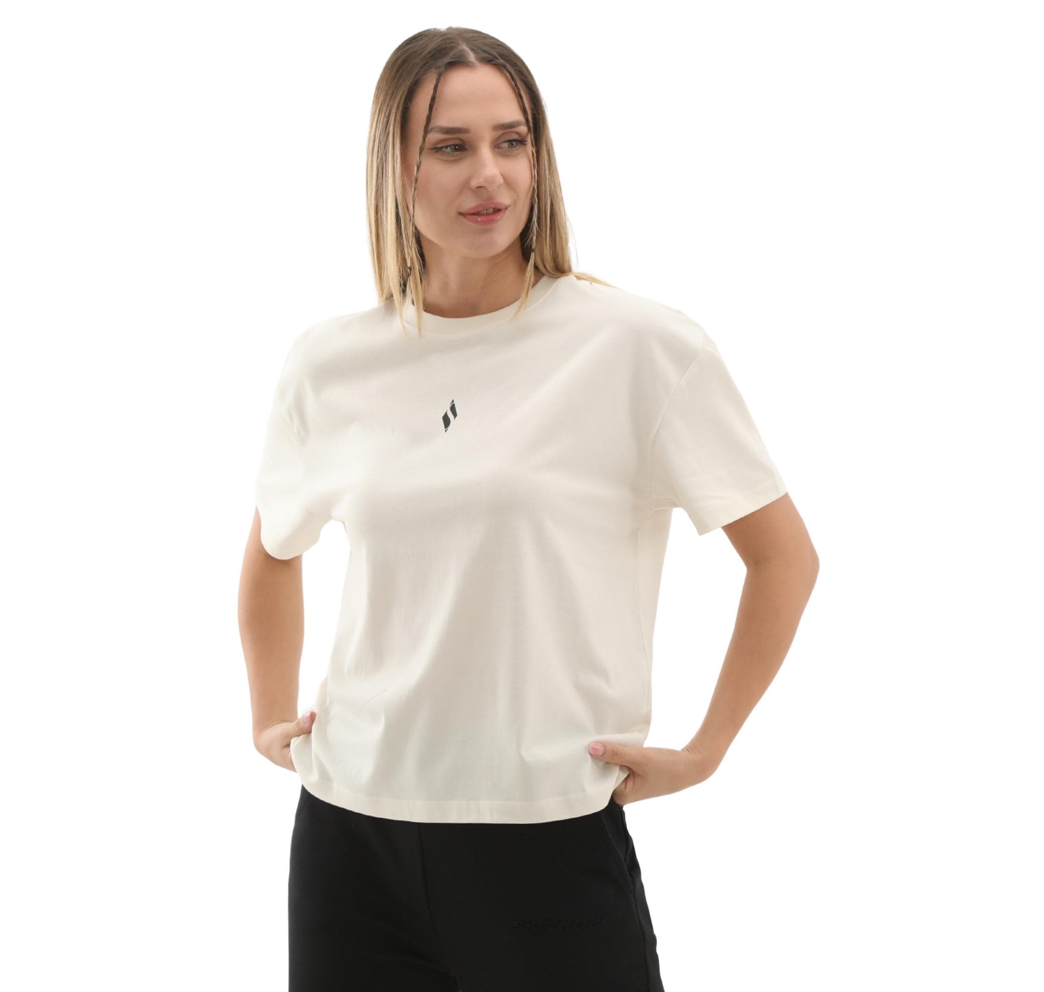 Skechers Skechers W Light Fabric Kadın T-Shirt Beyaz - 3