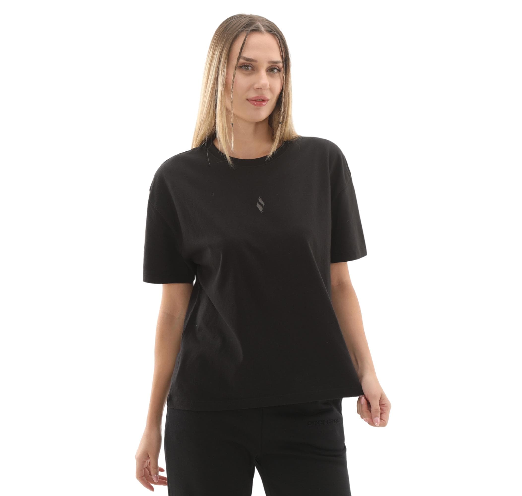 Skechers Skechers W Light Fabric Kadın T-Shirt Siyah - 2