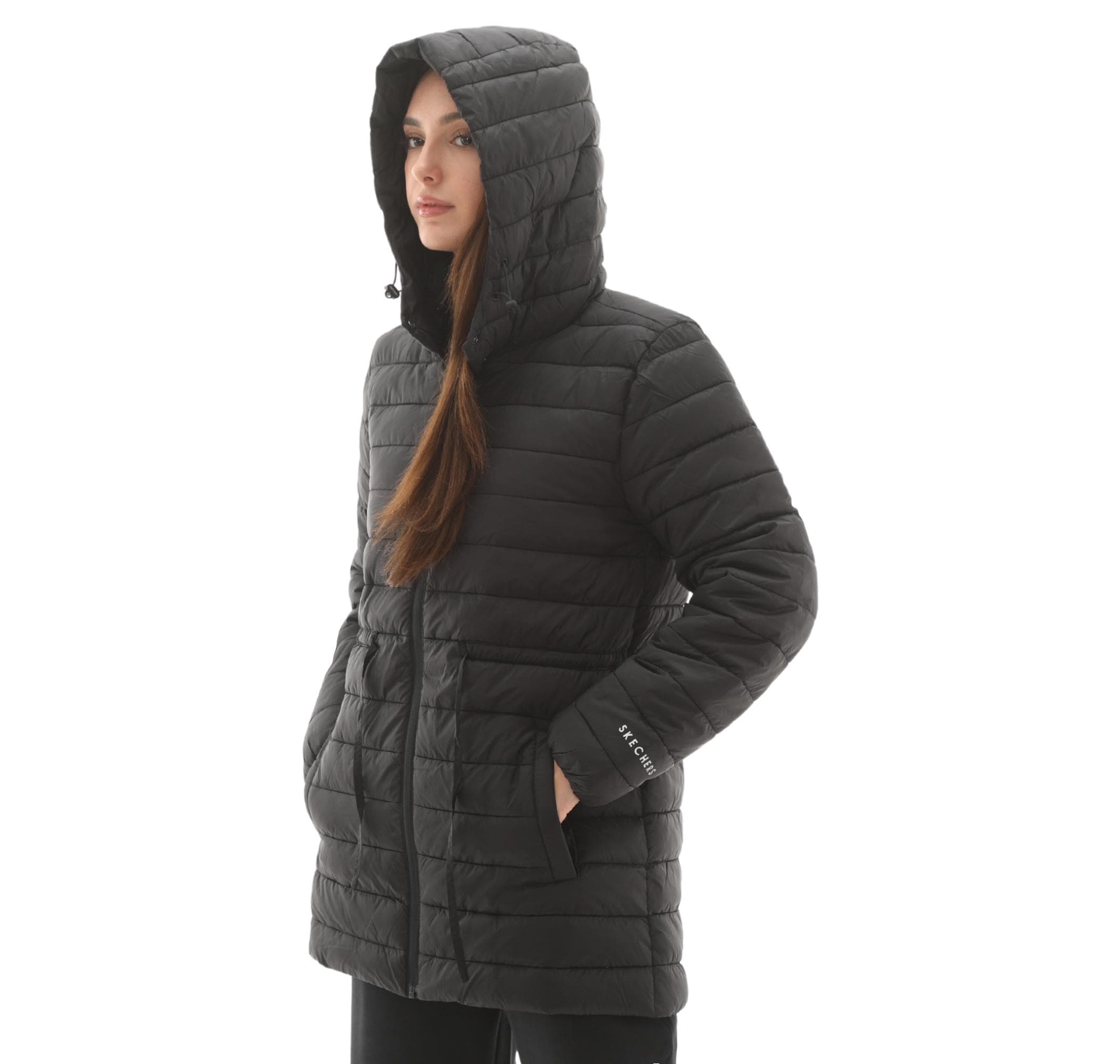 Skechers Skechers W Light Weight Quilted Jacket Kadın Mont Siyah - 6