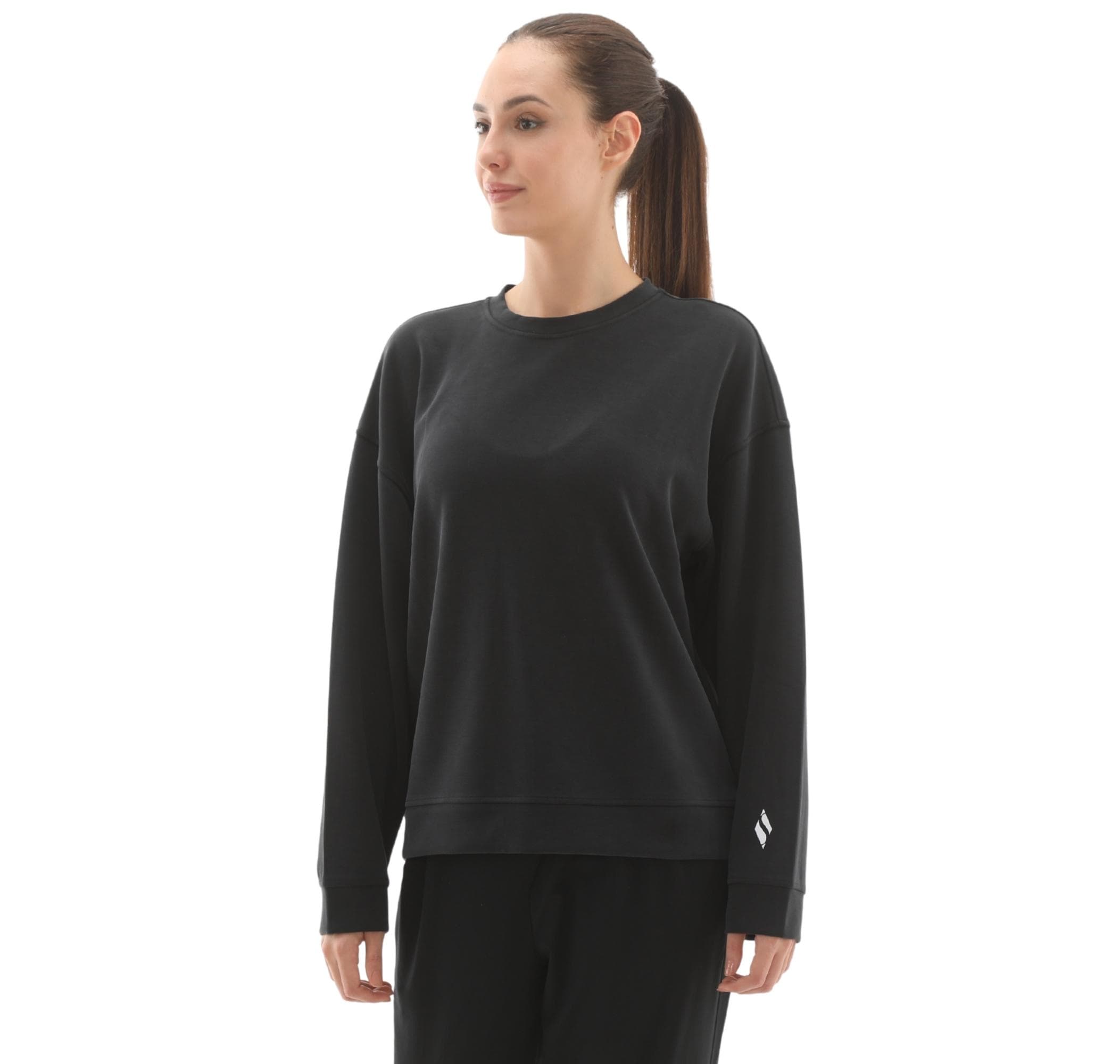 Skechers Skechers W Lounge Loose Crew Neck Kadın Sweatshirt Siyah - 2