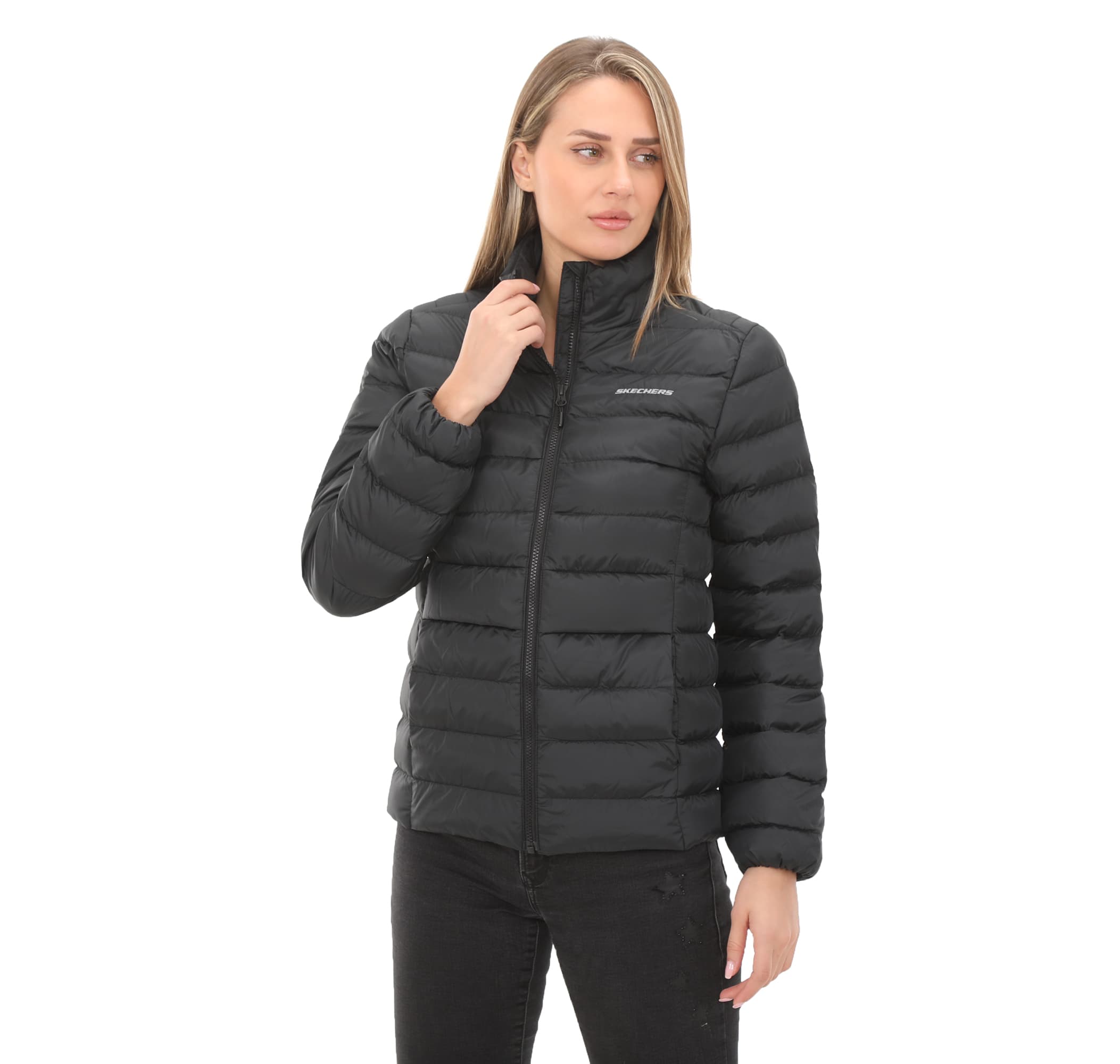 Skechers Skechers W Outerwear Pop Up Detailed Padded Jacket Kadın Ceket Siyah - 2
