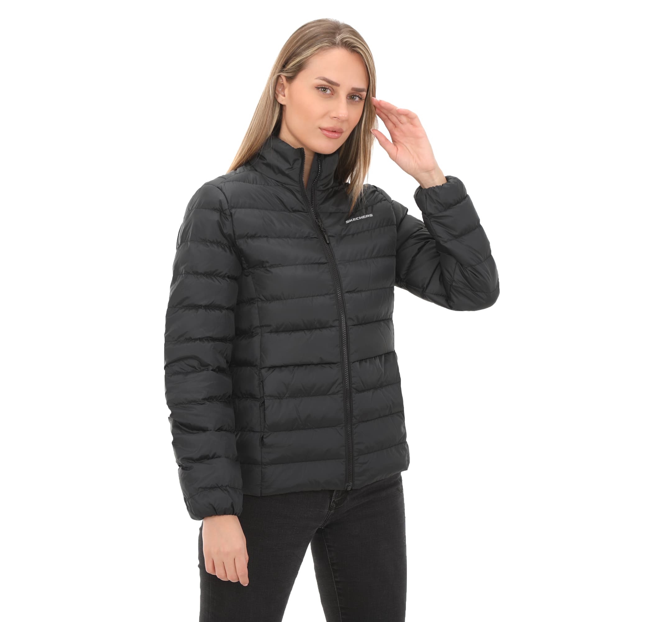 Skechers Skechers W Outerwear Pop Up Detailed Padded Jacket Kadın Ceket Siyah - 3