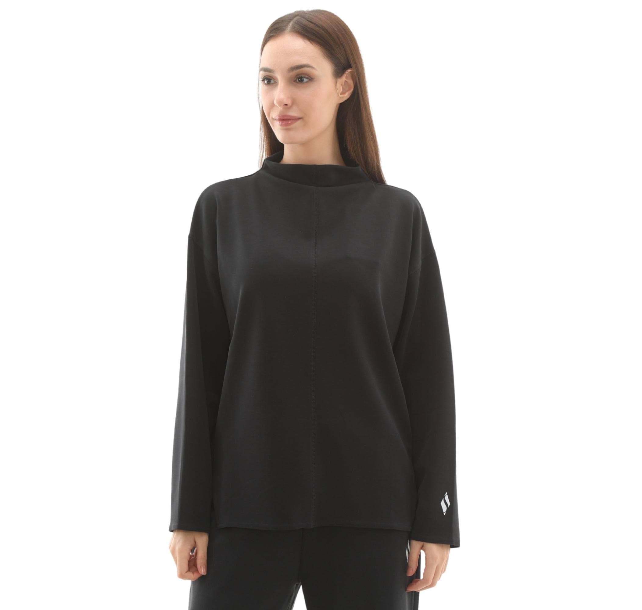Skechers Skechers W Softlux Turtleneck Asymmetric Kadın Sweatshirt Siyah