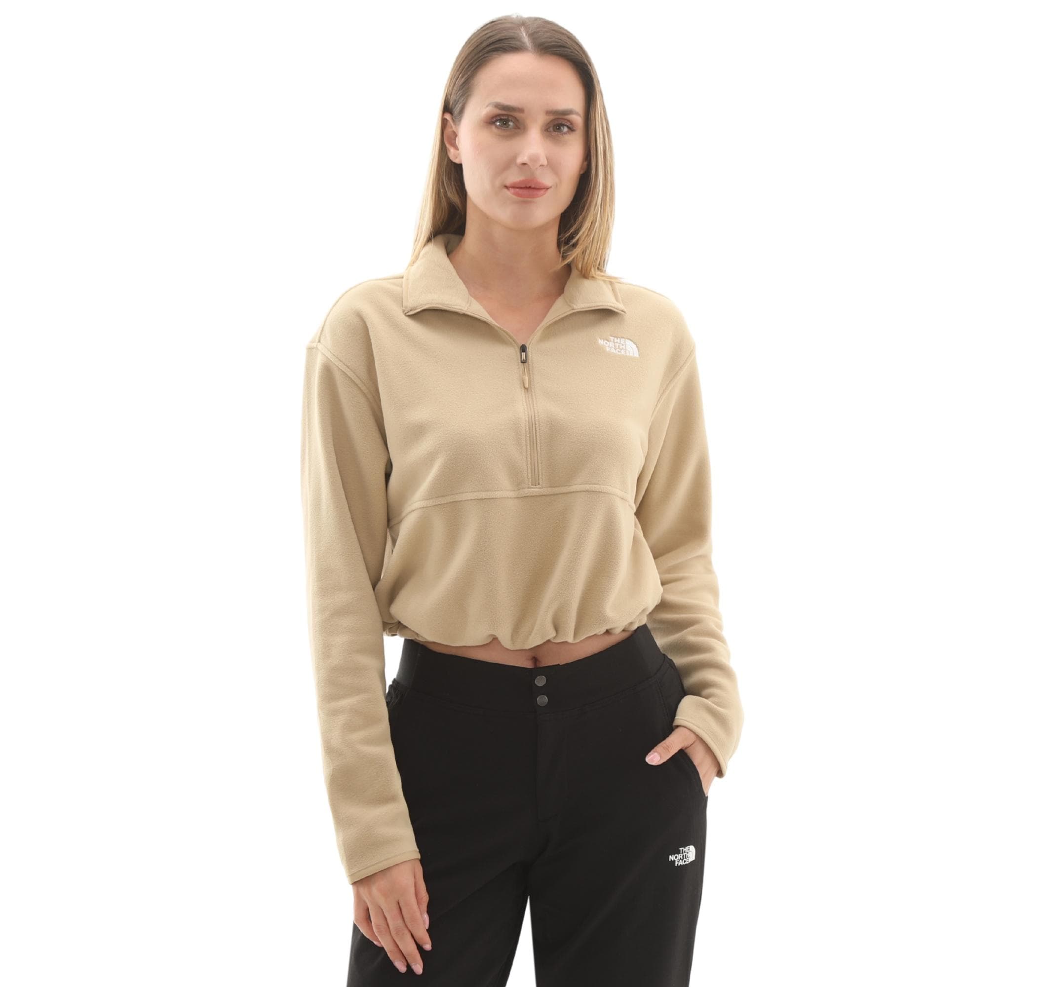 The North Face The North Face W Glacıer Fleece 1-2 Zıp Short Jacket Kadın Sweatshirt Krem