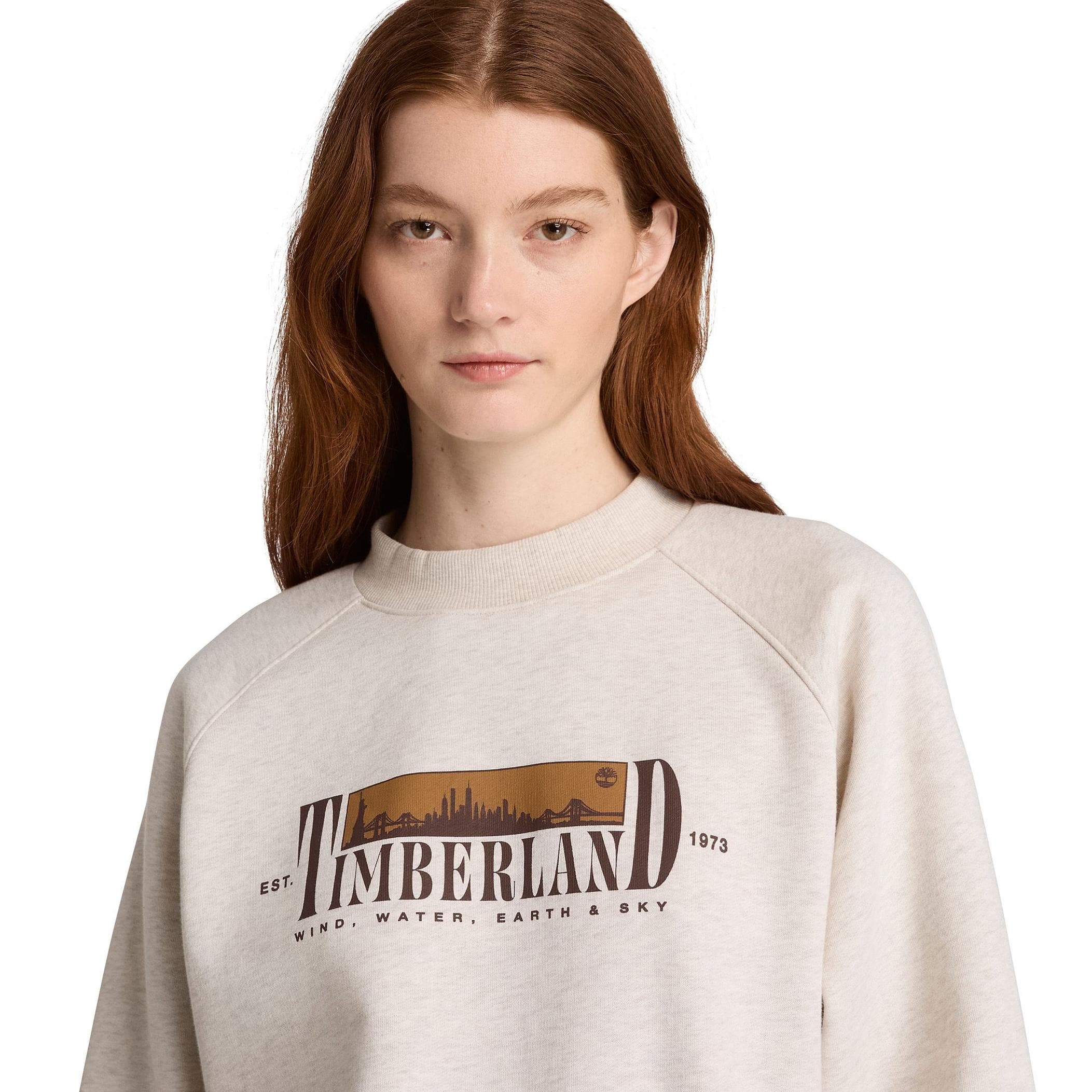 Timberland Timberland Brushed Back Chest Graphic Crew Sweatshi Kadın Sweatshirt Bej - 3