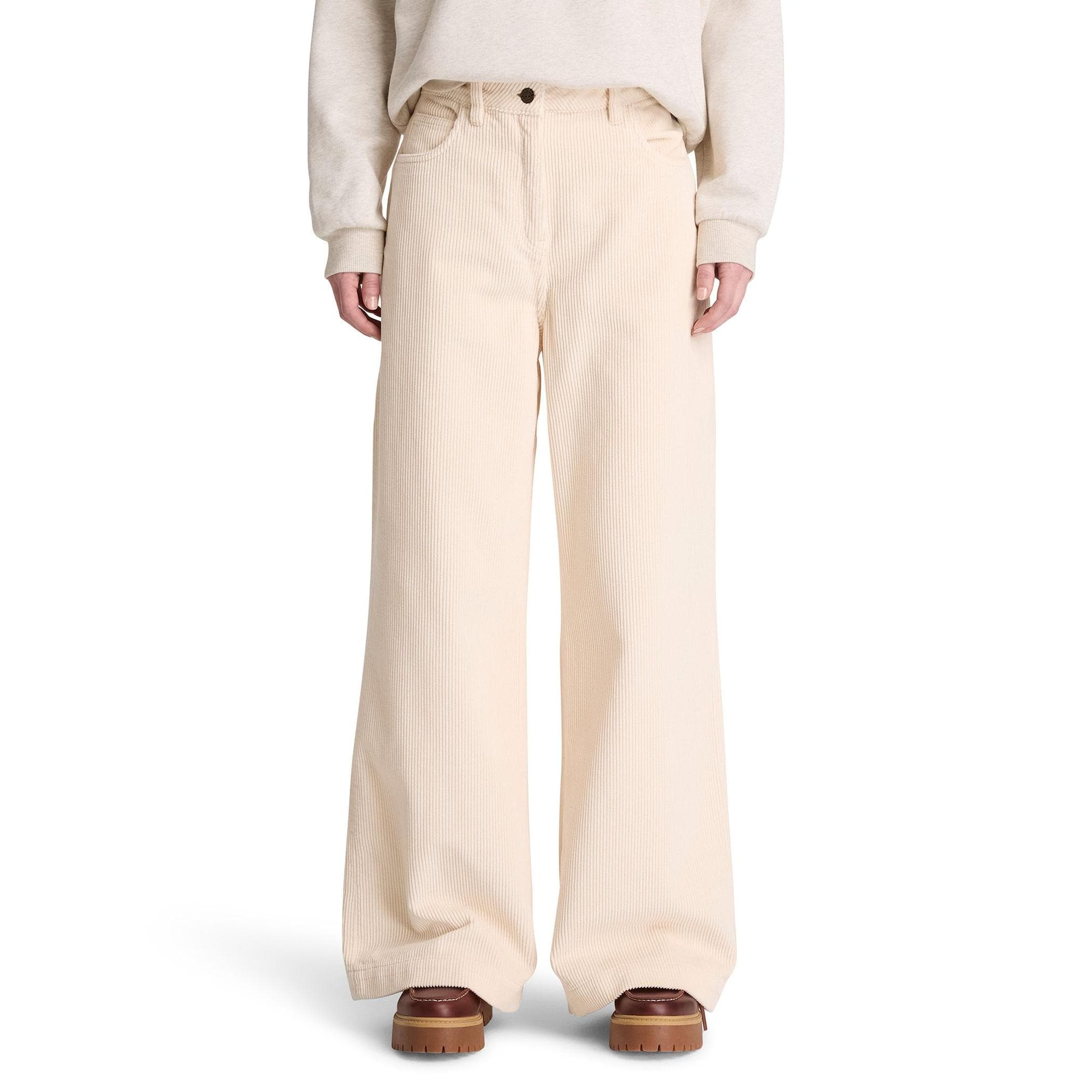 Timberland Timberland Corduroy Wide-Leg Pants Kadın Pantolon Krem