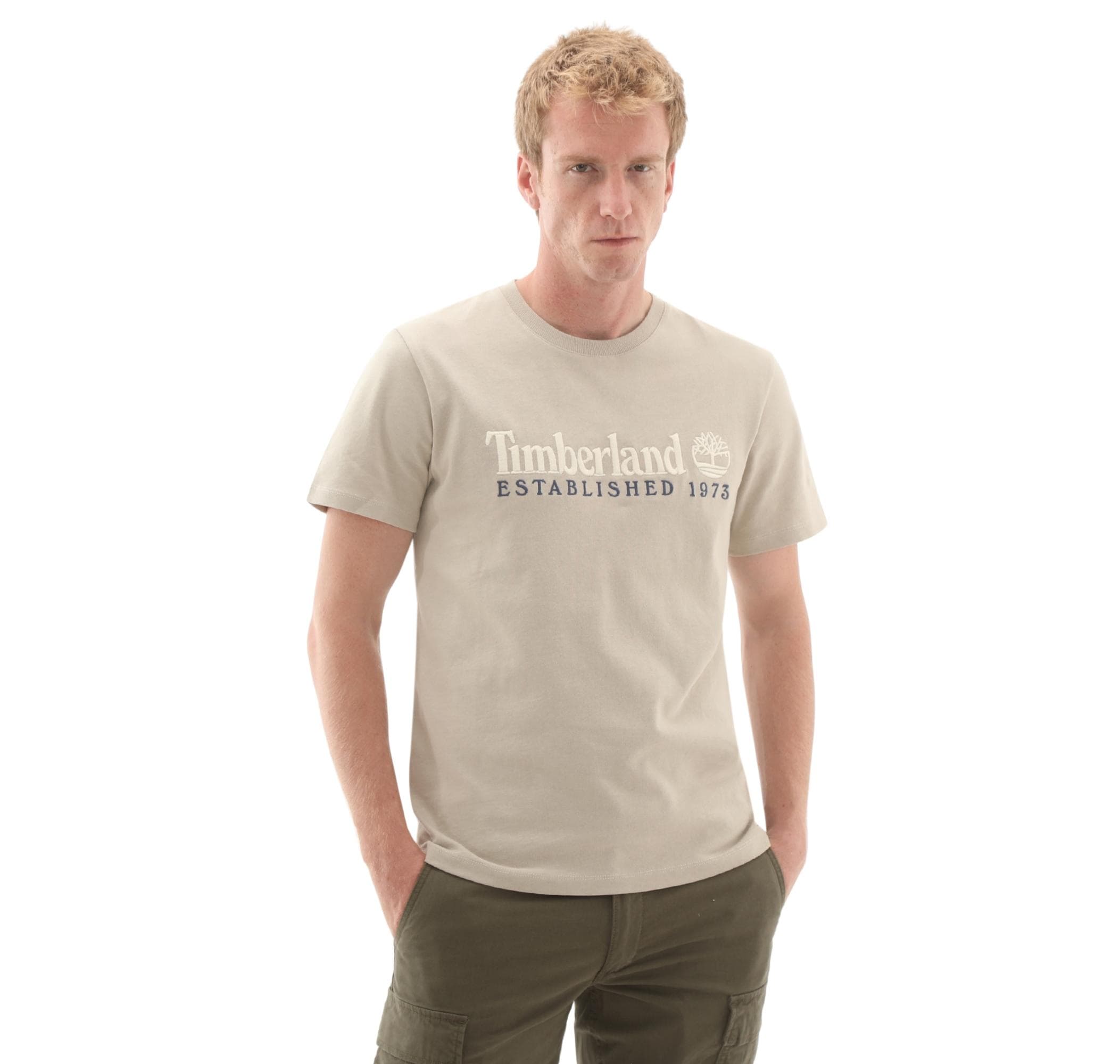 Timberland Timberland Establıshed 1973 Embroidery Logo Tee Erkek T-Shirt Krem