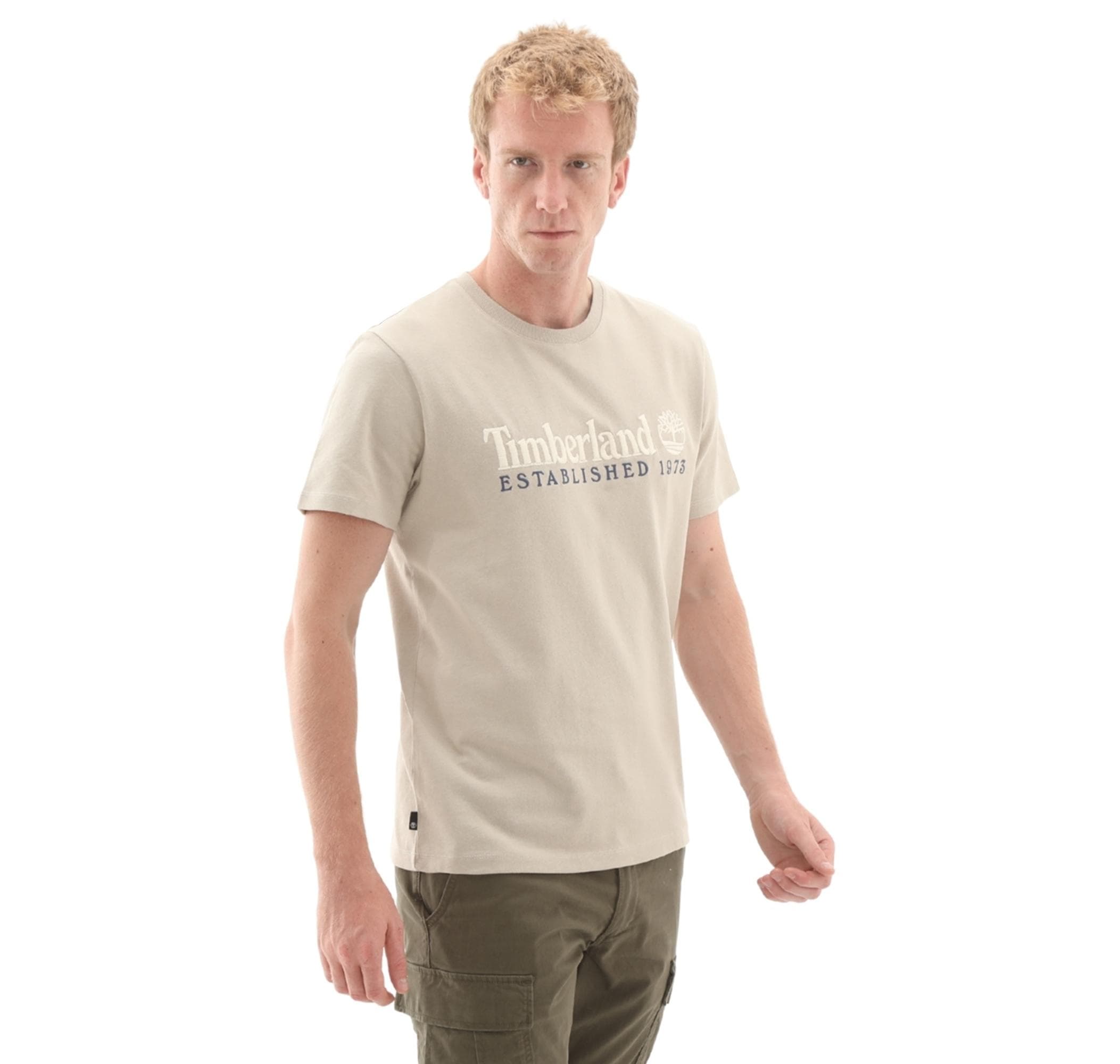 Timberland Timberland Establıshed 1973 Embroidery Logo Tee Erkek T-Shirt Krem - 3