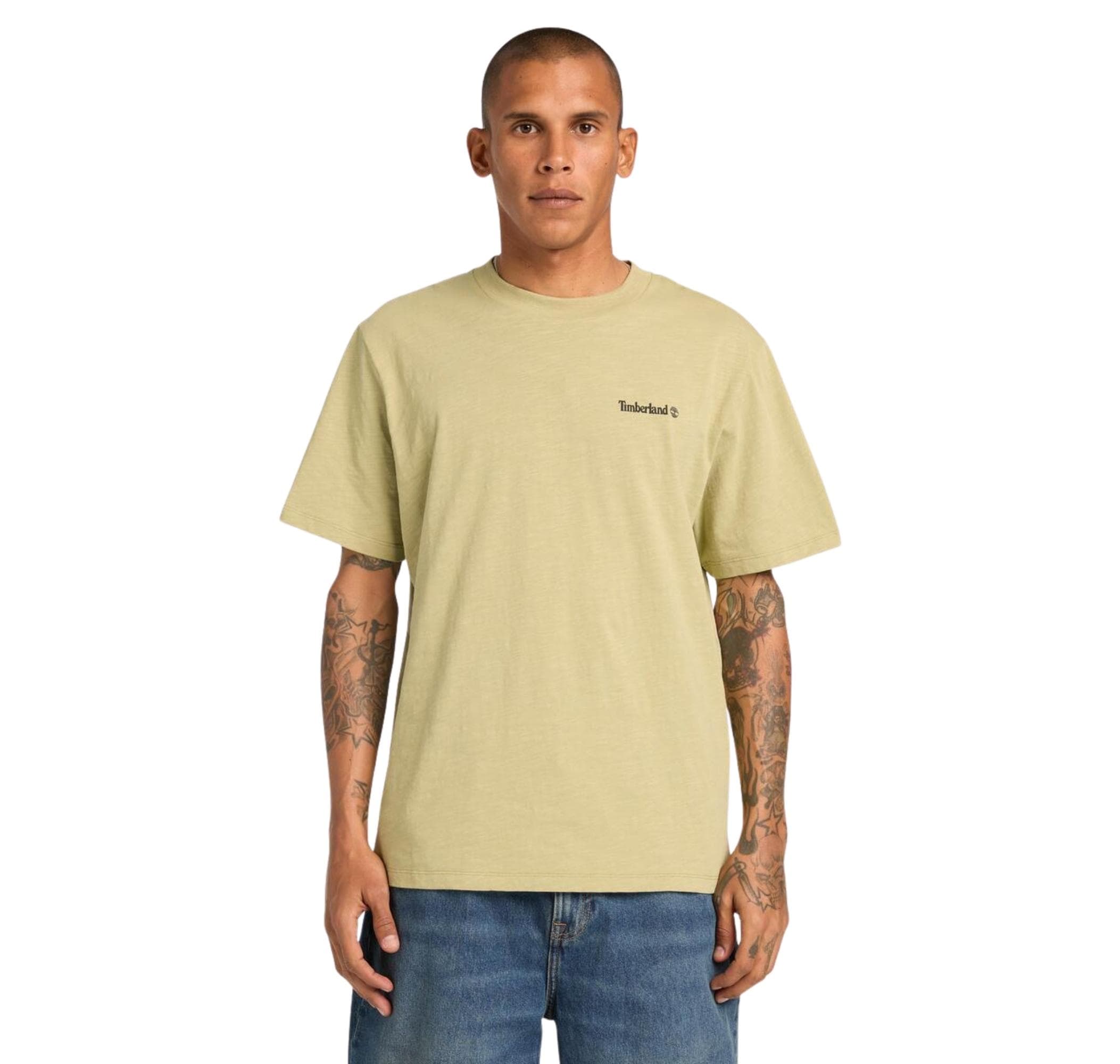 Timberland Timberland Fishing Photo Back Garphic Tee Erkek T-Shirt Haki