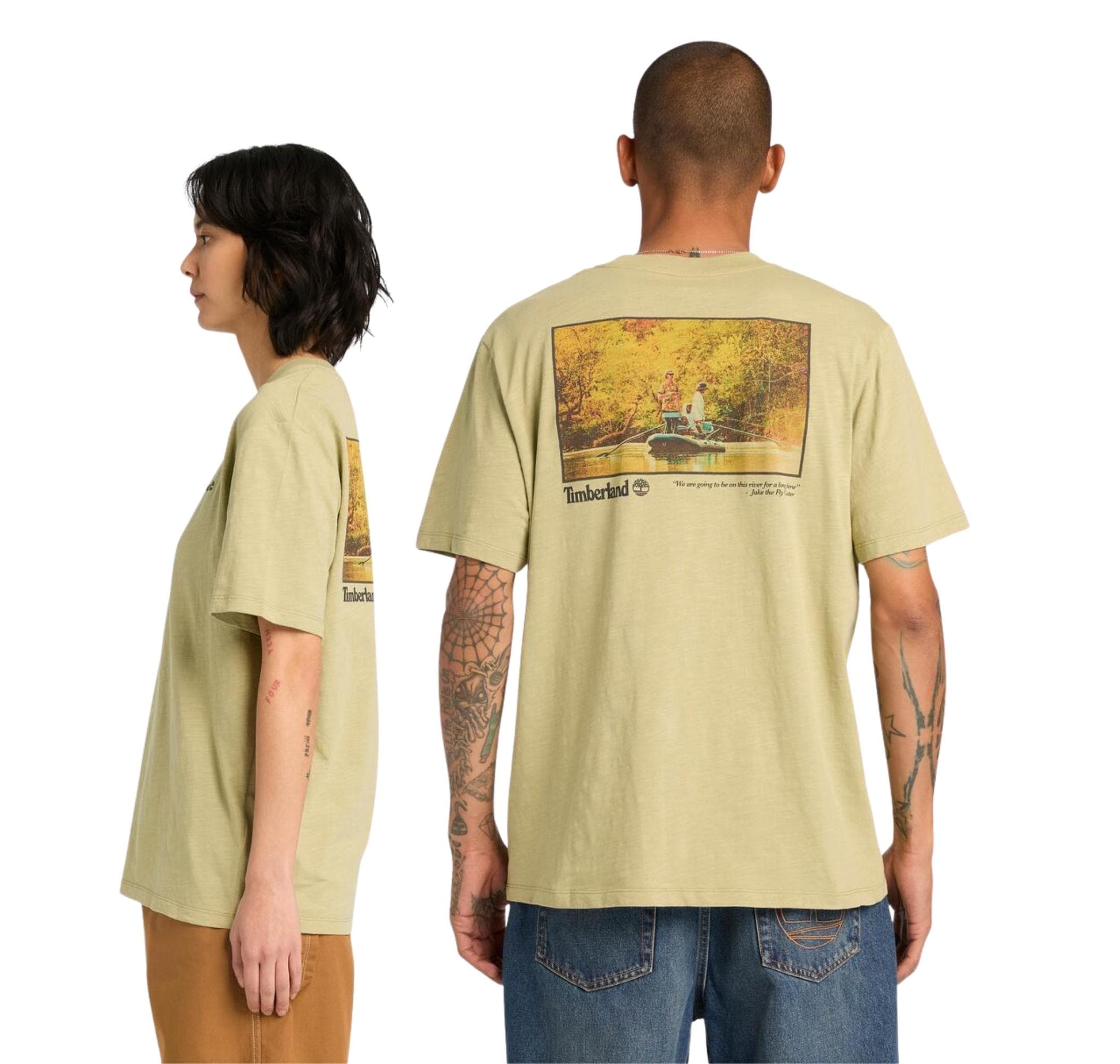 Timberland Timberland Fishing Photo Back Garphic Tee Erkek T-Shirt Haki - 3