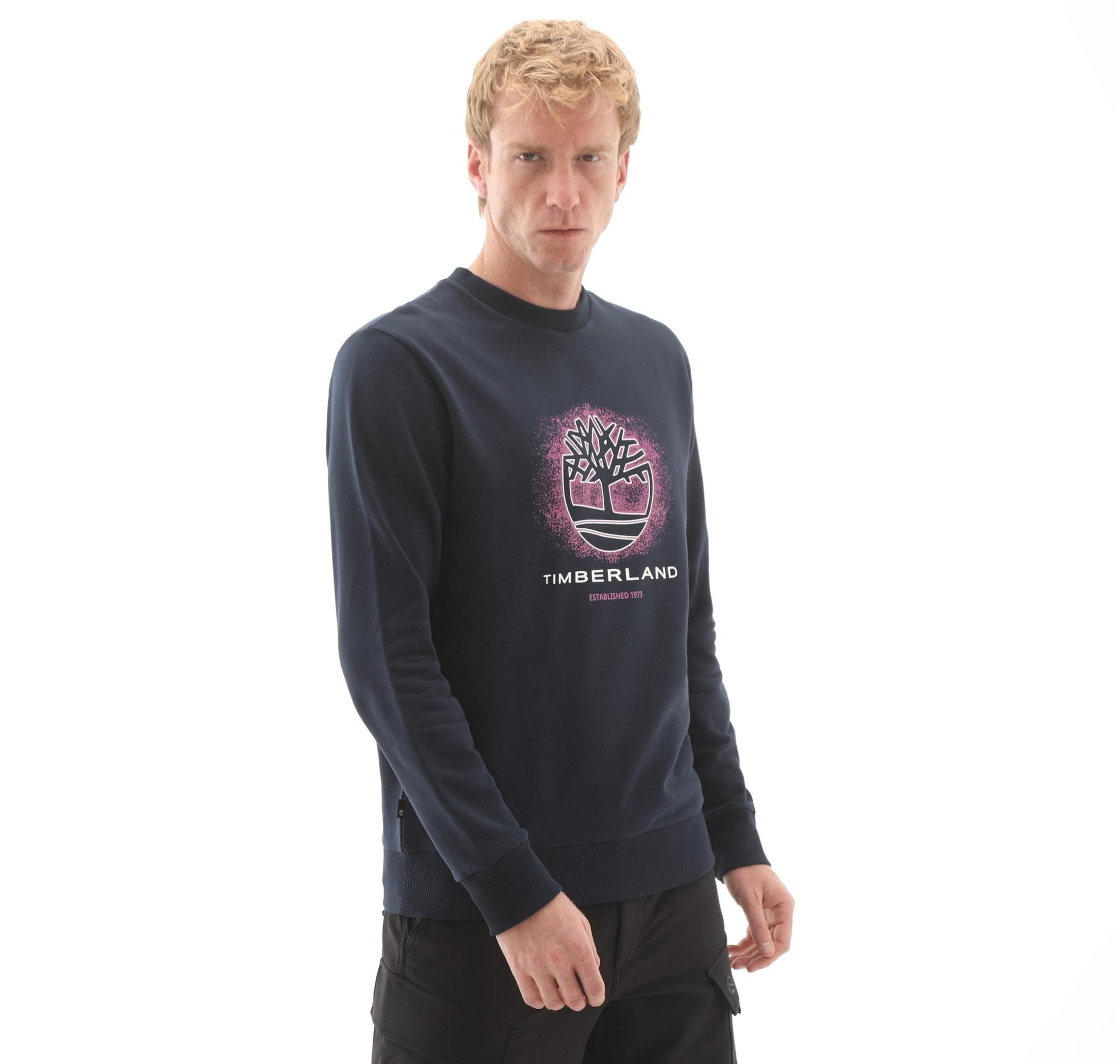 Timberland Timberland Front Seasonal Tree Logo Graphic Crewnec Erkek Sweatshirt Lacivert - 2