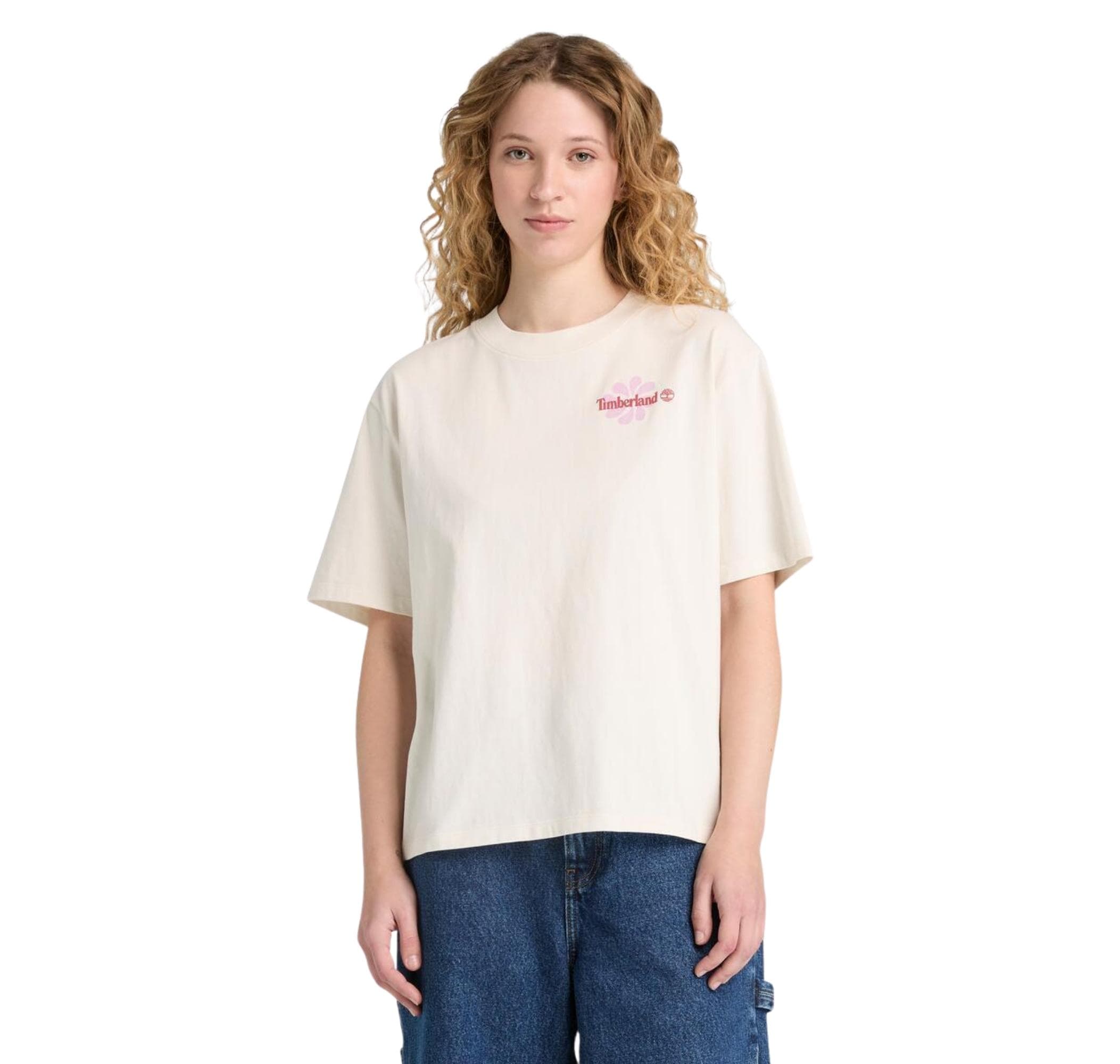 Timberland Timberland Graphic Short Sleeve Tee Kadın T-Shirt Krem