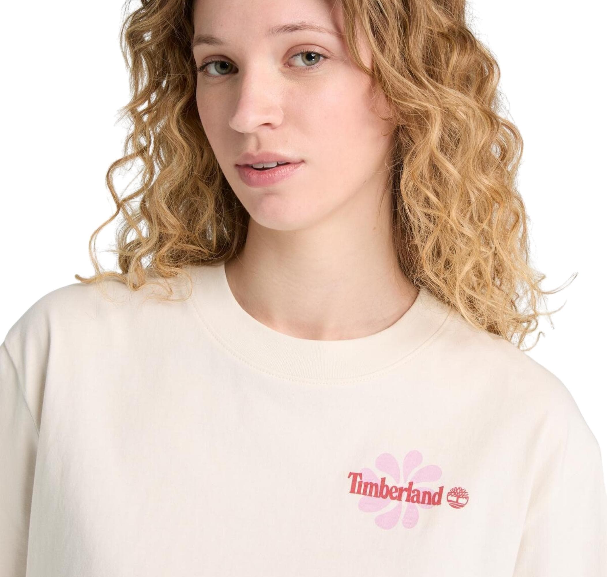 Timberland Timberland Graphic Short Sleeve Tee Kadın T-Shirt Krem - 3
