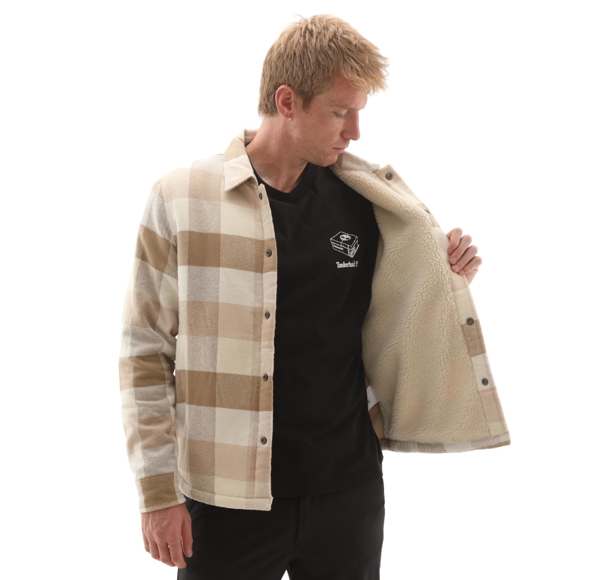 Timberland Timberland High Pile Lined Overshirt Erkek Ceket Krem - 4