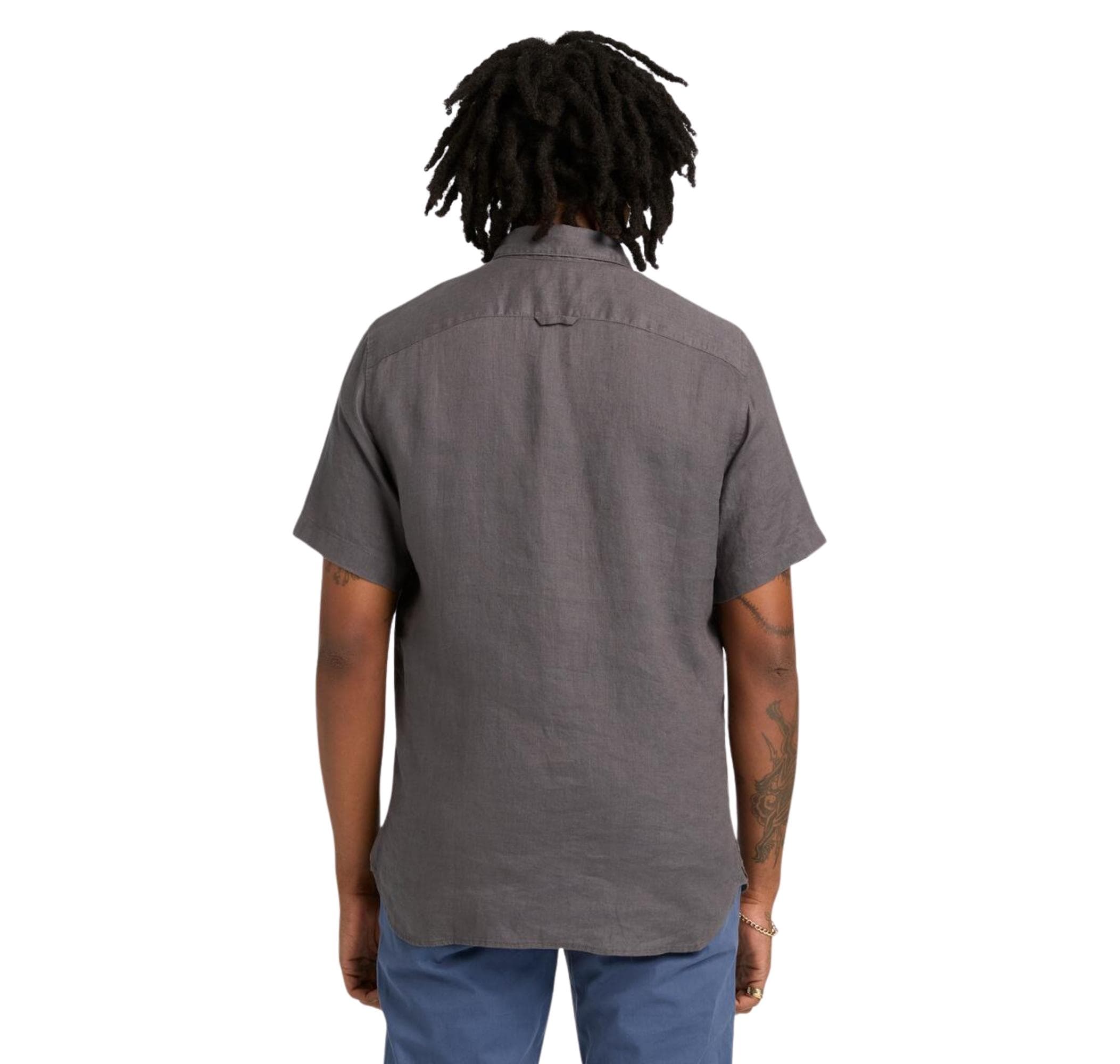 Timberland Timberland Mıll Brook Linen Short Sleeve Shirt Erkek Gömlek Gri - 3