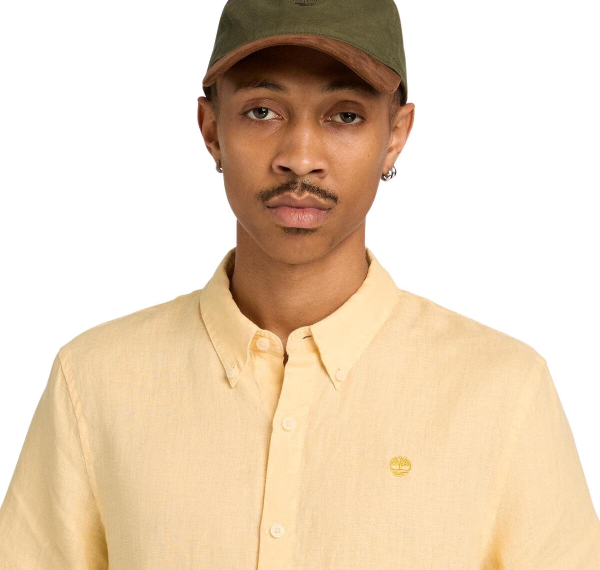 Timberland Timberland Mıll Brook Linen Short Sleeve Shirt Erkek T-Shirt Krem - 3