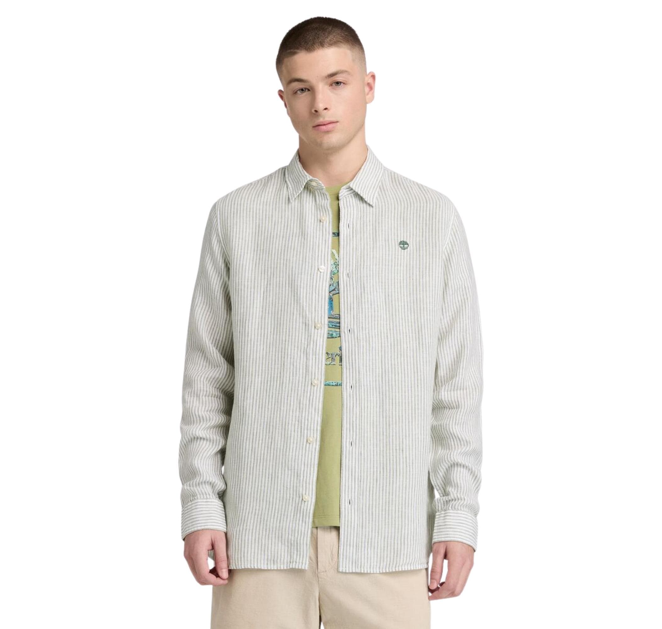 Timberland Timberland Mıll Brook Linen Striped Shirt (Regular) Erkek Gömlek Gri