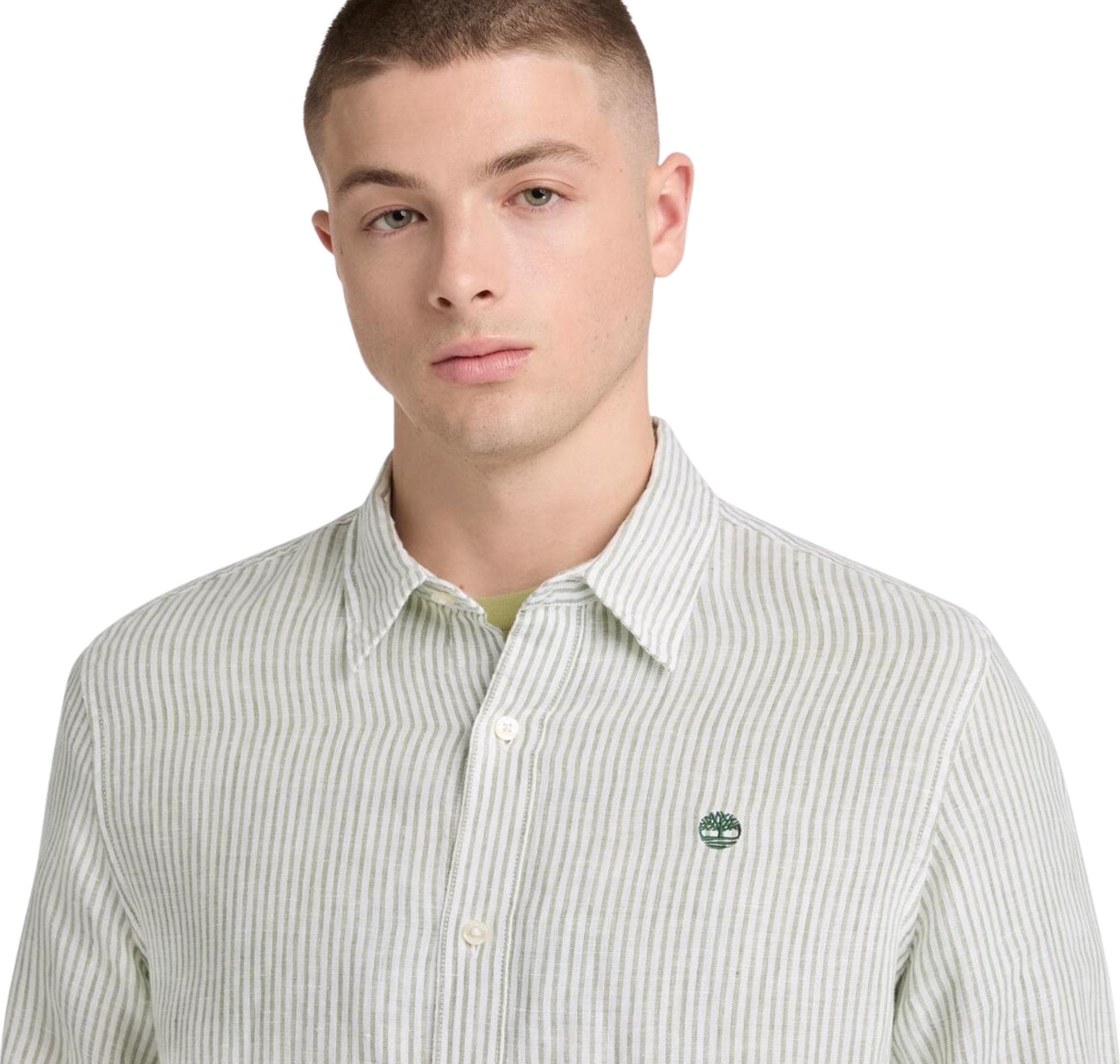 Timberland Timberland Mıll Brook Linen Striped Shirt (Regular) Erkek Gömlek Gri - 3