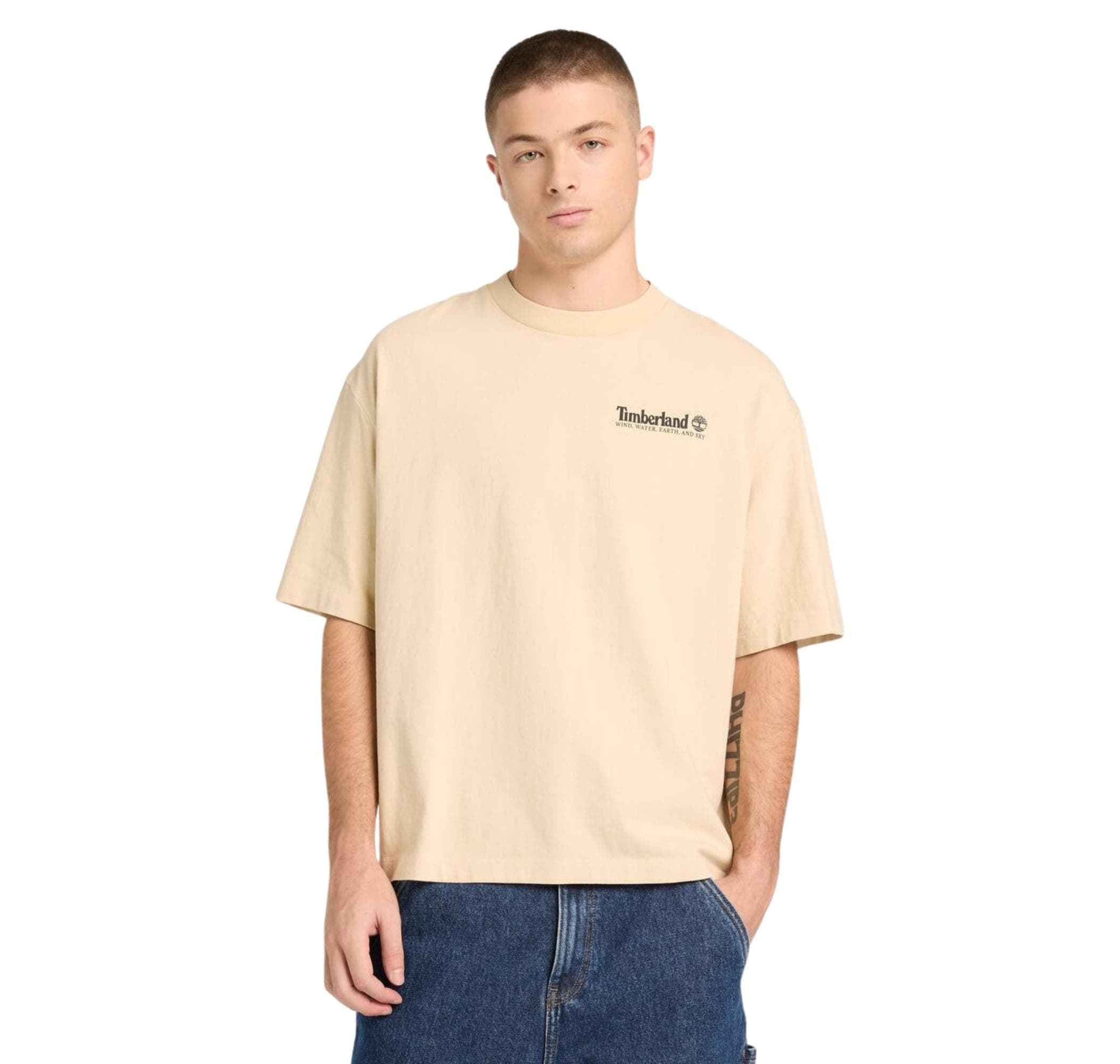 Timberland Timberland Outdoor Photo Back Graphic Tee Erkek T-Shirt Krem