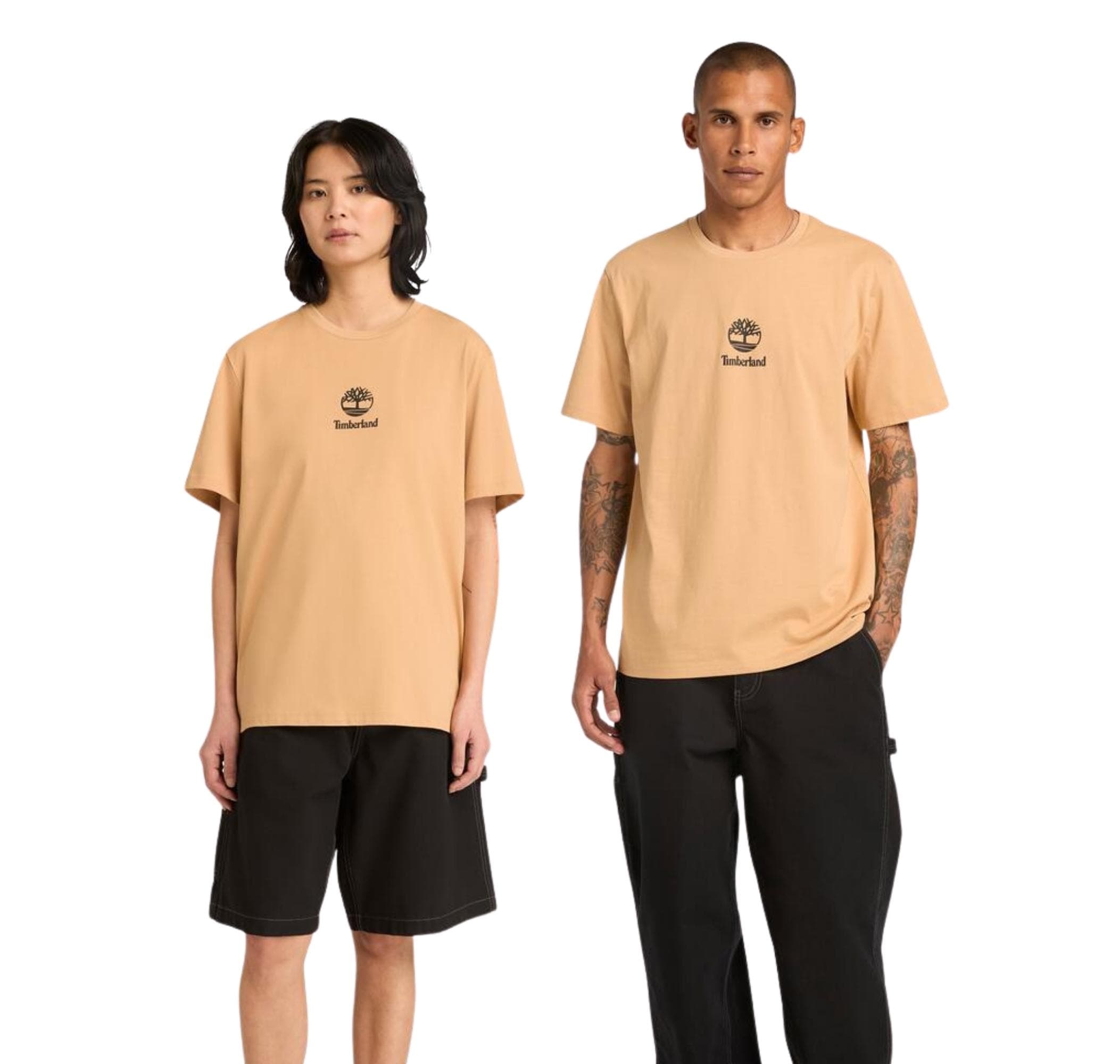 Timberland Timberland Print Stack Logo Short Sleeve Tee Erkek T-Shirt Krem - 2
