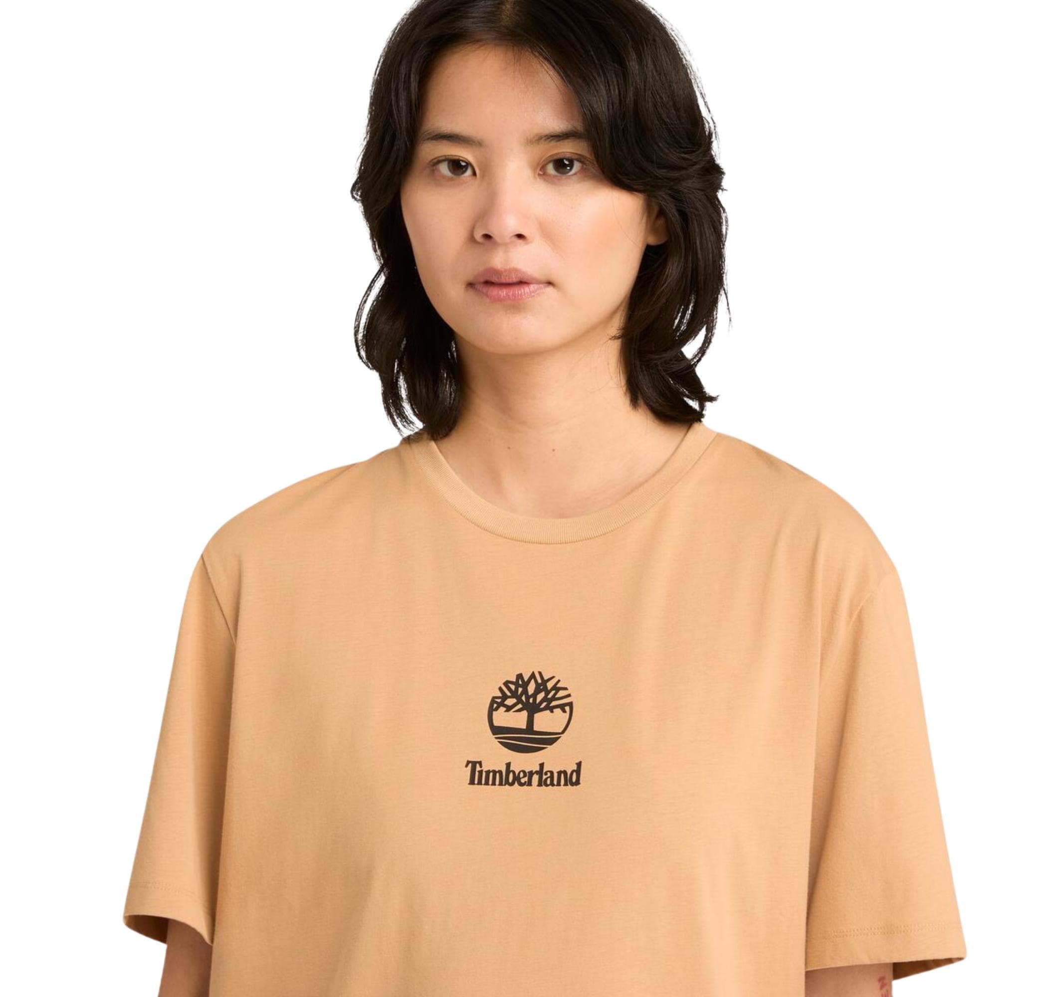 Timberland Timberland Print Stack Logo Short Sleeve Tee Erkek T-Shirt Krem - 4