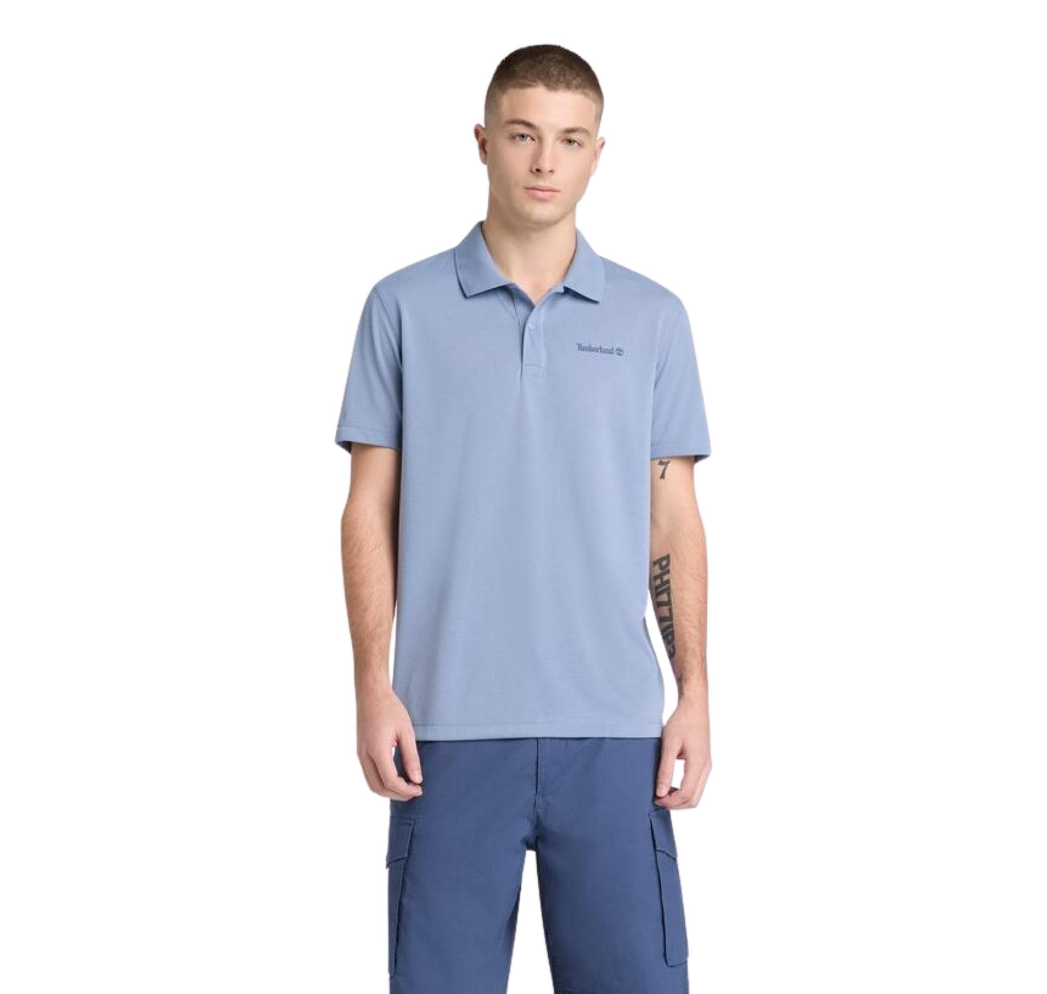 Timberland Timberland Quıck-Dry Short Sleeve Polo Erkek T-Shirt Mavi - 2