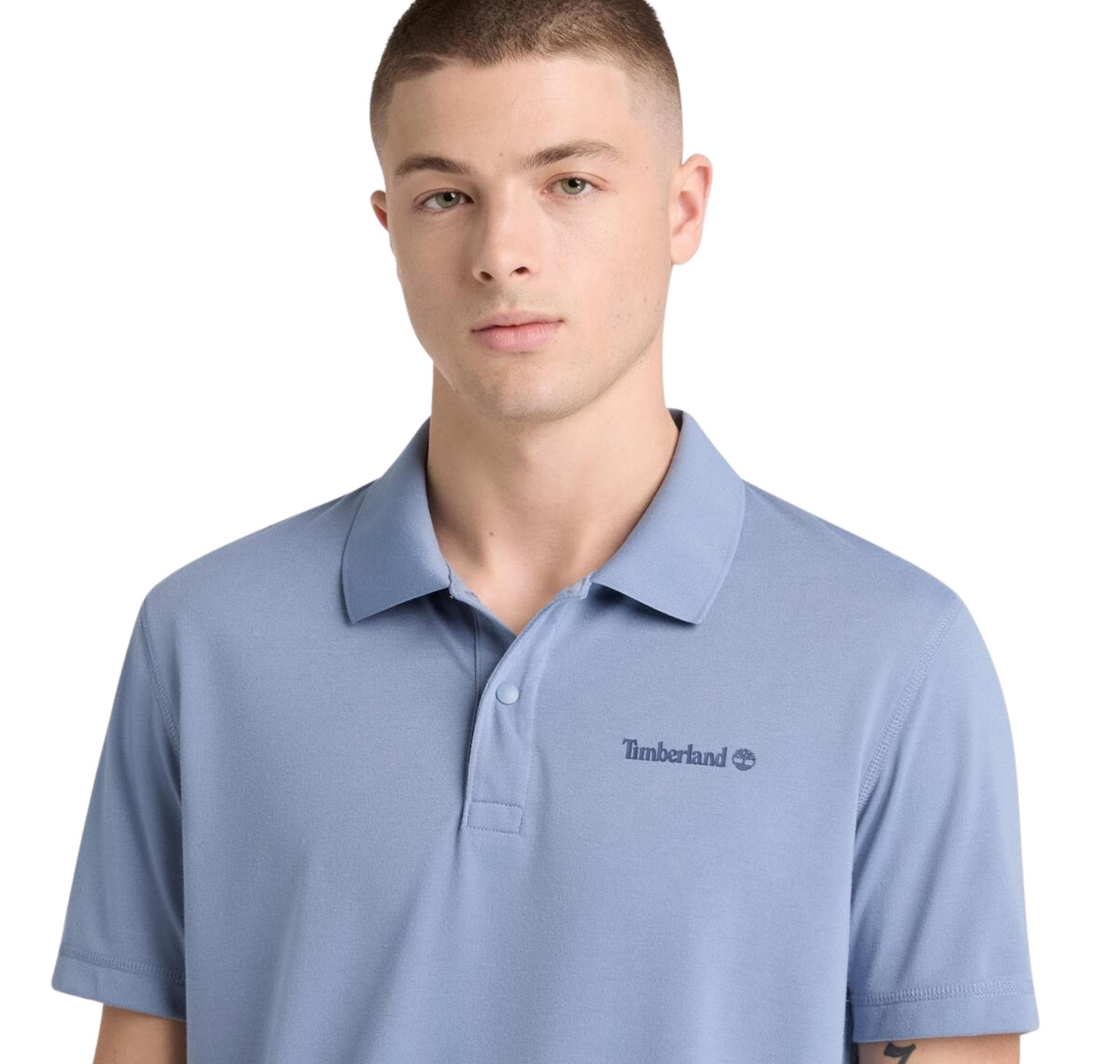 Timberland Timberland Quıck-Dry Short Sleeve Polo Erkek T-Shirt Mavi - 4