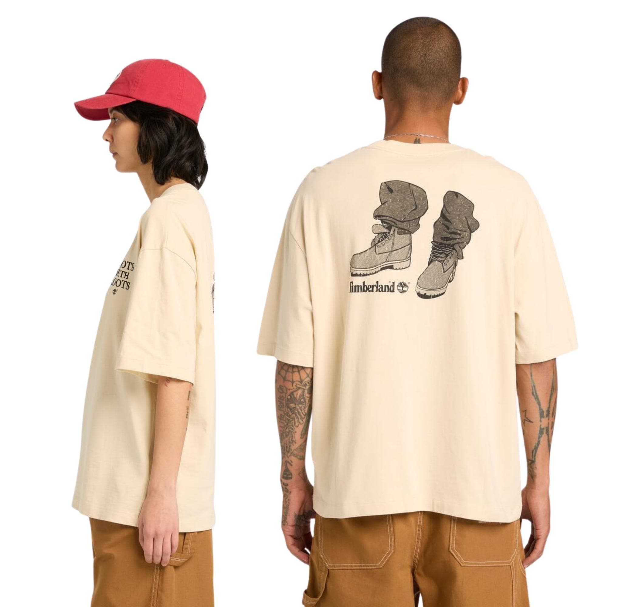 Timberland Timberland Short Sleeve ''Timbs On My Feet'' Graphi Erkek T-Shirt Krem - 3