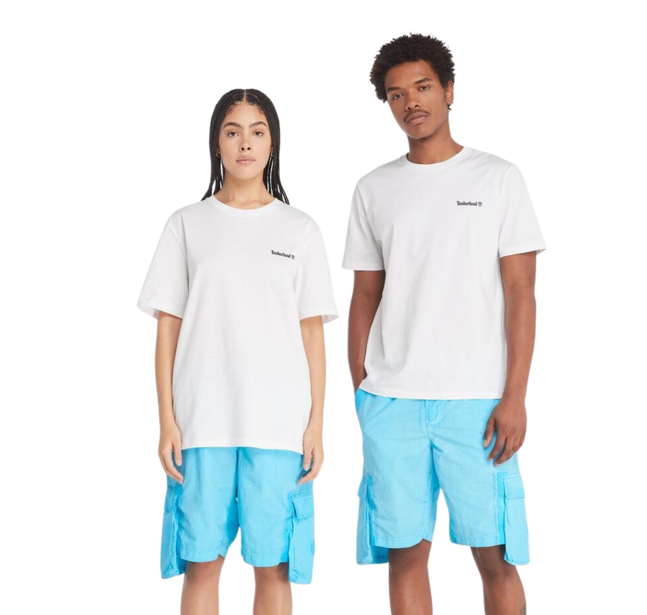 Timberland Timberland Small Linear Logo Print Tee Erkek T-Shirt Beyaz - 3