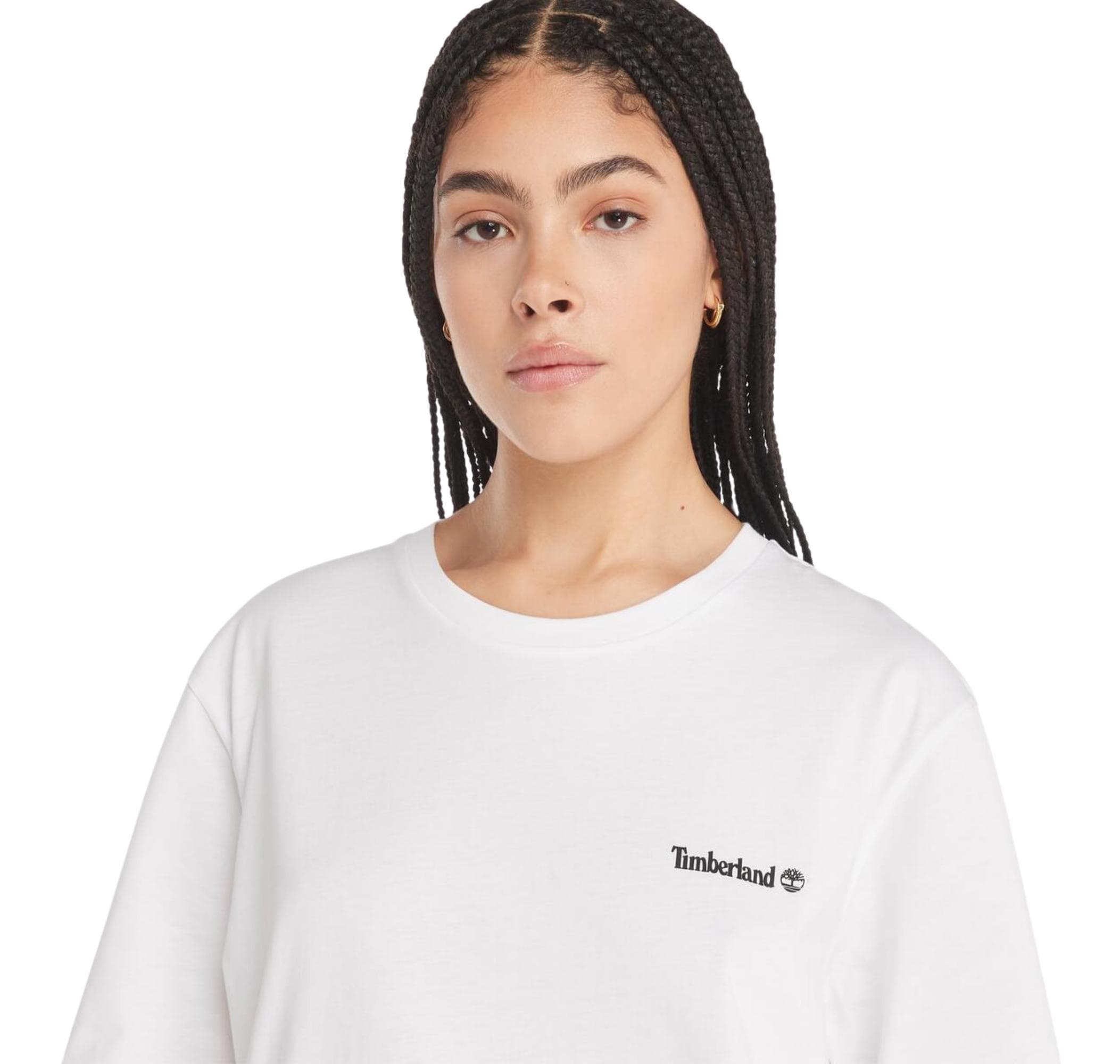 Timberland Timberland Small Linear Logo Print Tee Erkek T-Shirt Beyaz - 4