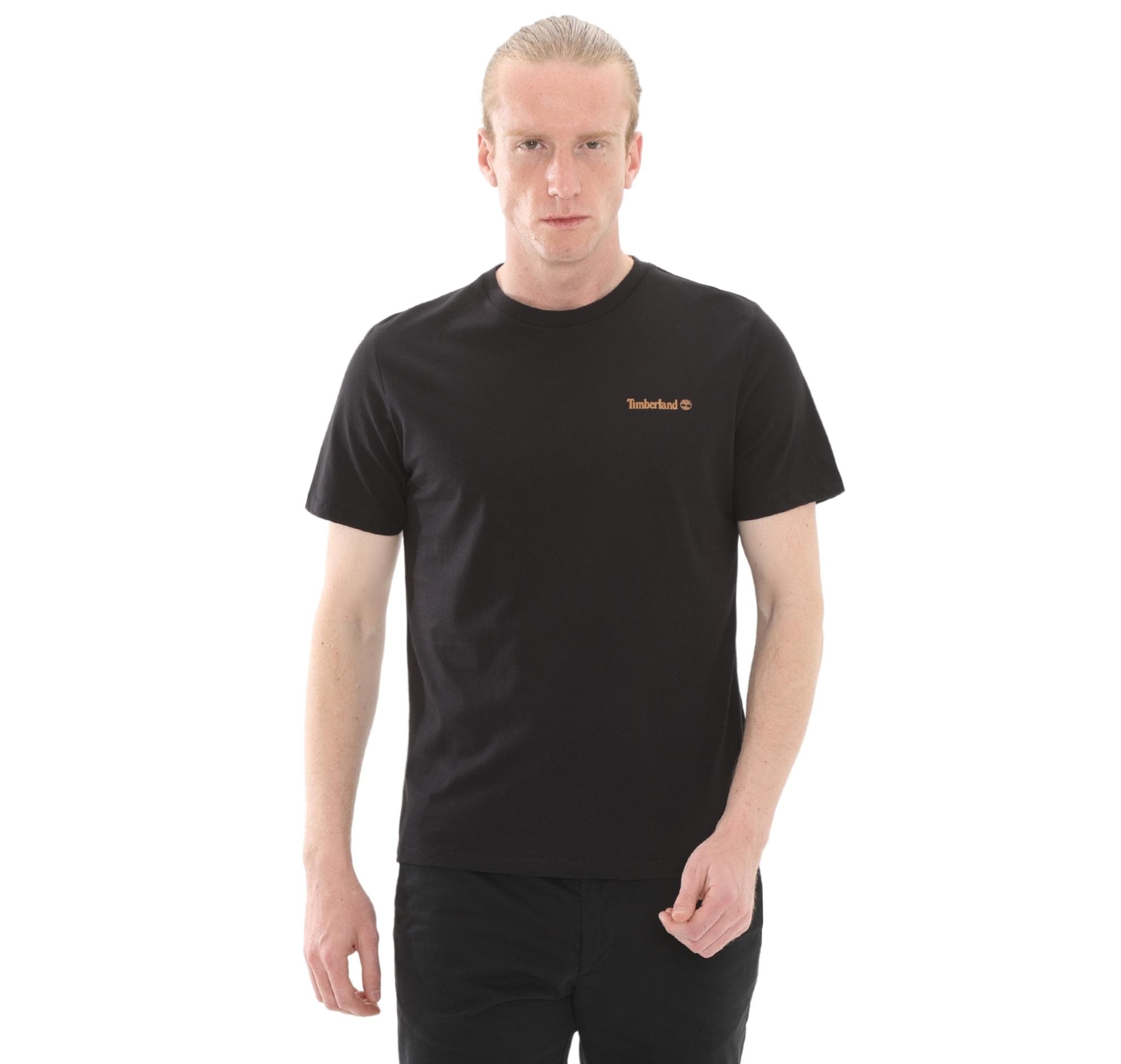 Timberland Timberland Small Linear Logo Print Tee Erkek T-Shirt Siyah