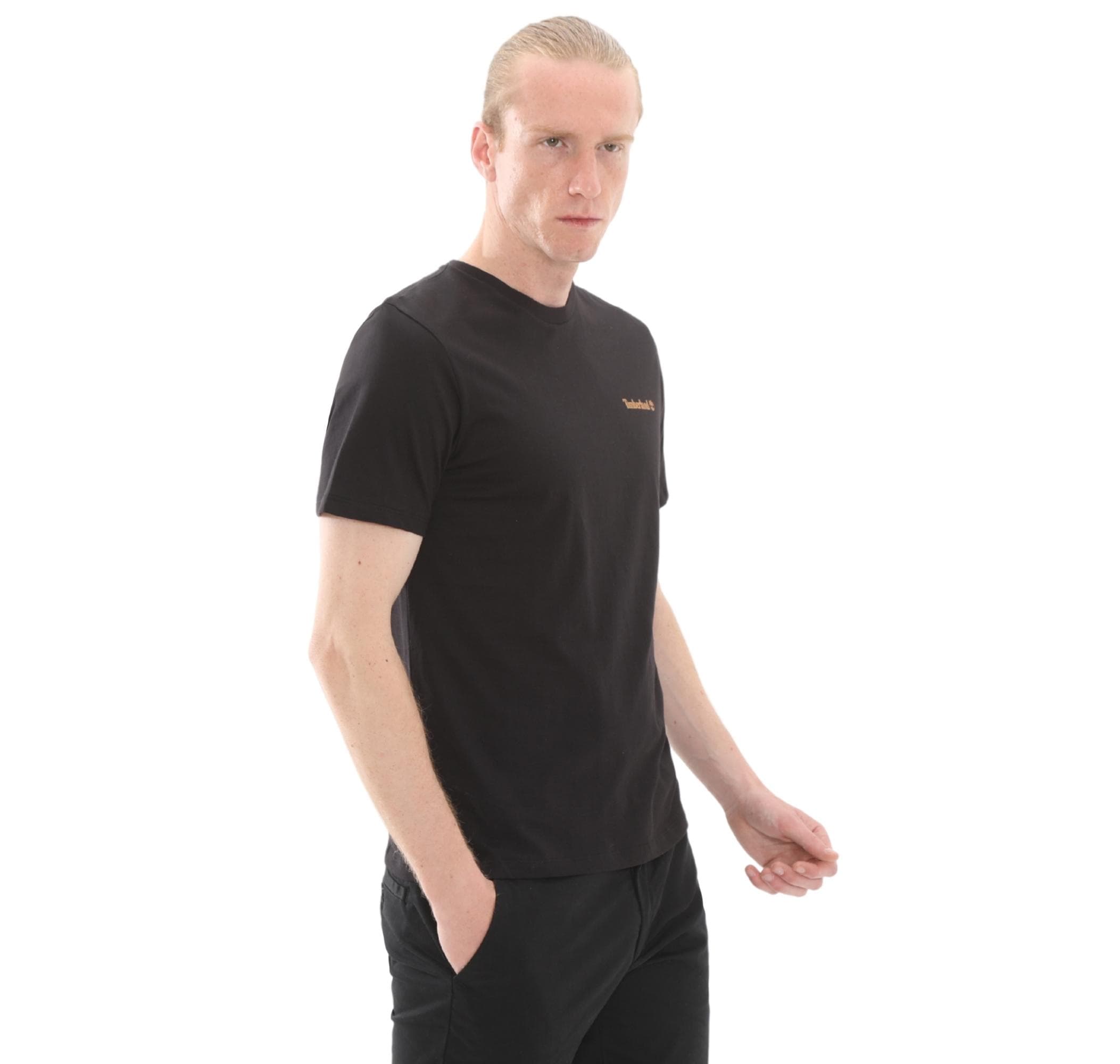 Timberland Timberland Small Linear Logo Print Tee Erkek T-Shirt Siyah - 2