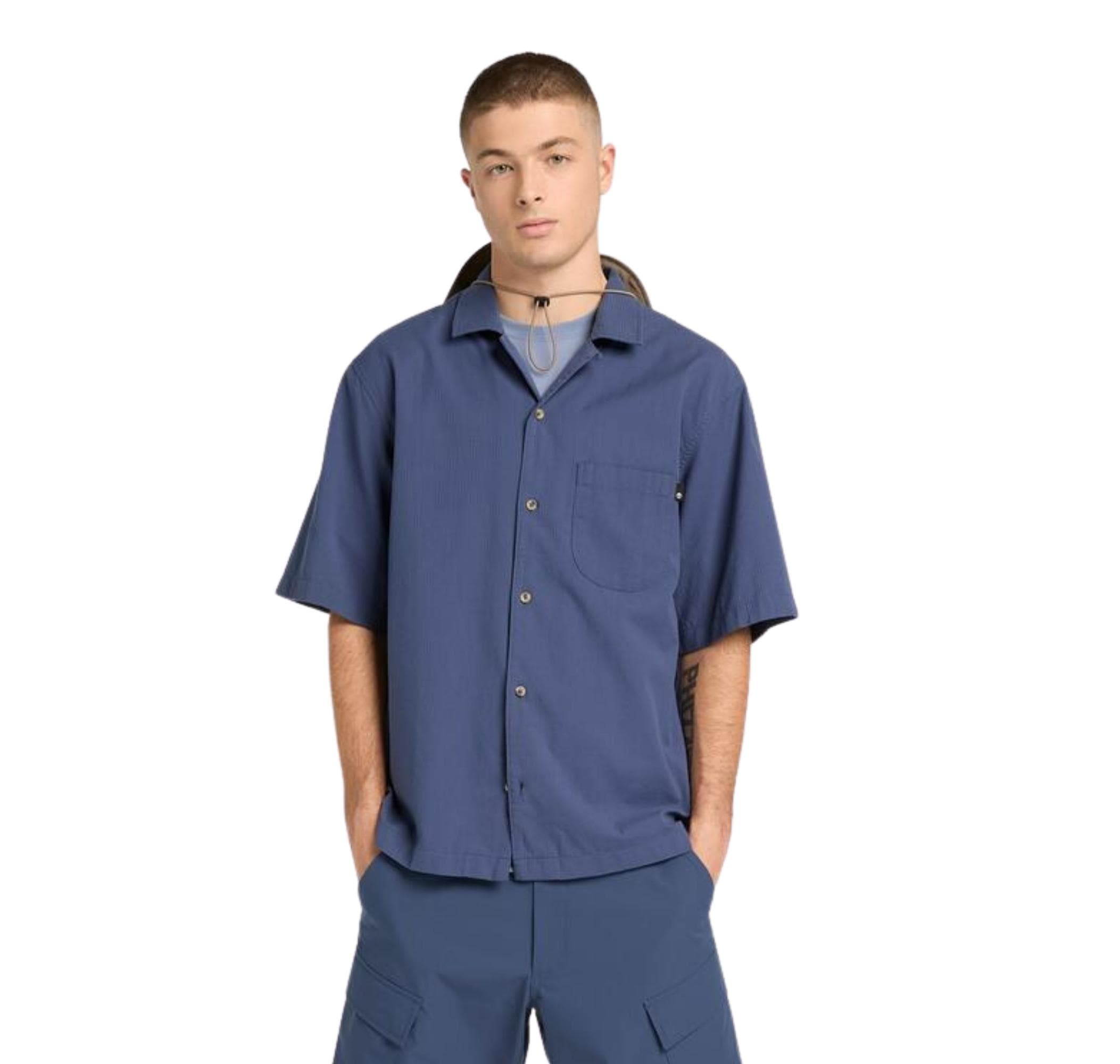 Timberland Timberland Ss Seersucker Resort Shirt Erkek Gömlek Mavi - 2