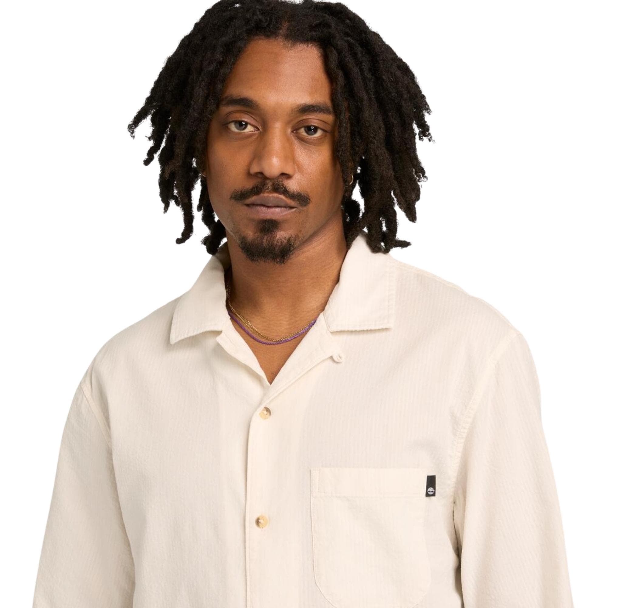 Timberland Timberland Ss Seersucker Resort Shirt Erkek Gömlek Krem - 3