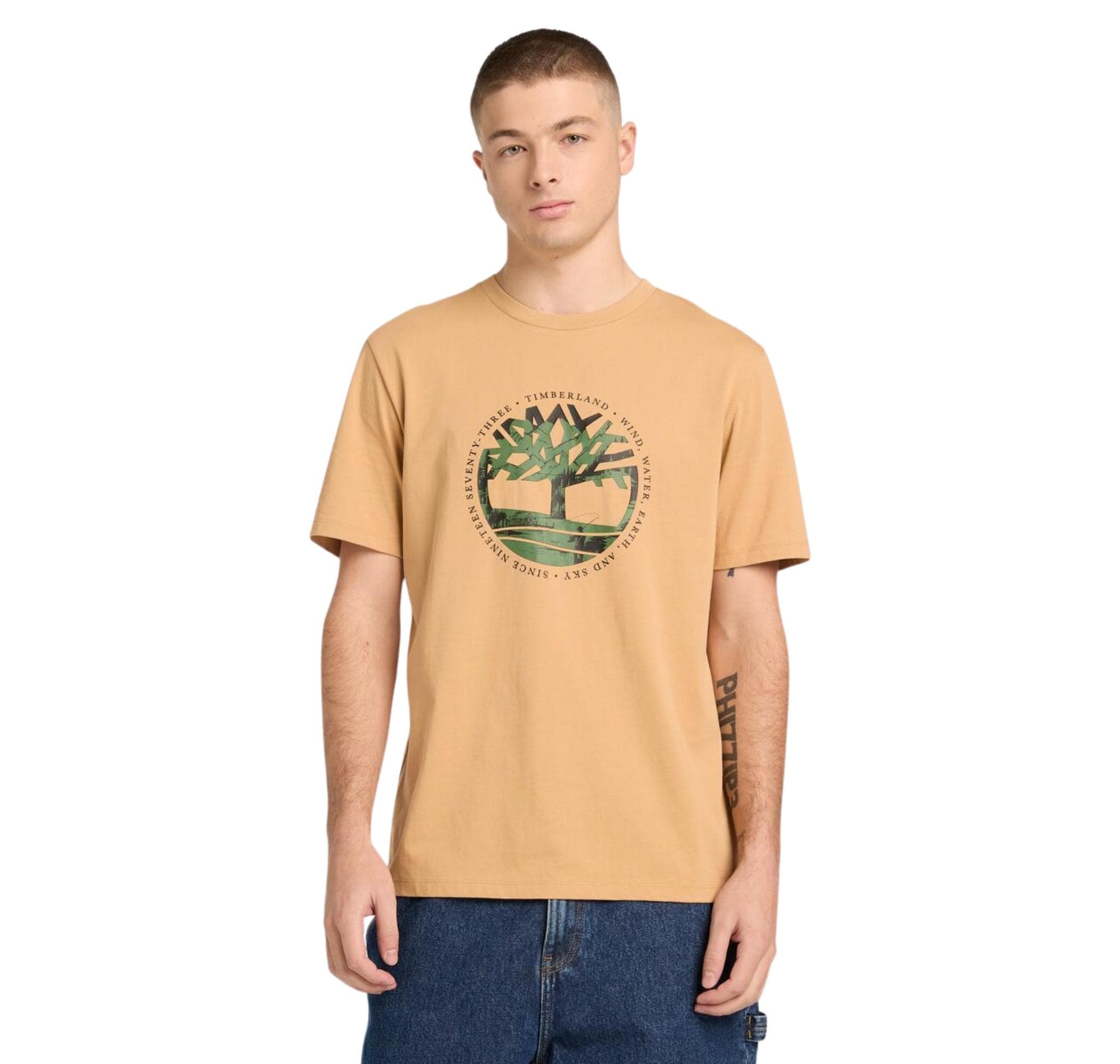 Timberland Timberland Tree Logo Lake House Graphic Tee Erkek T-Shirt Kahve