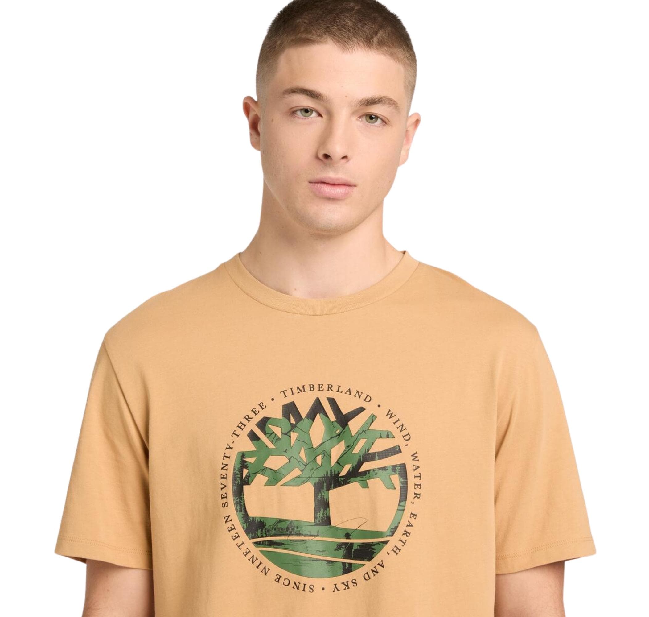 Timberland Timberland Tree Logo Lake House Graphic Tee Erkek T-Shirt Kahve - 3